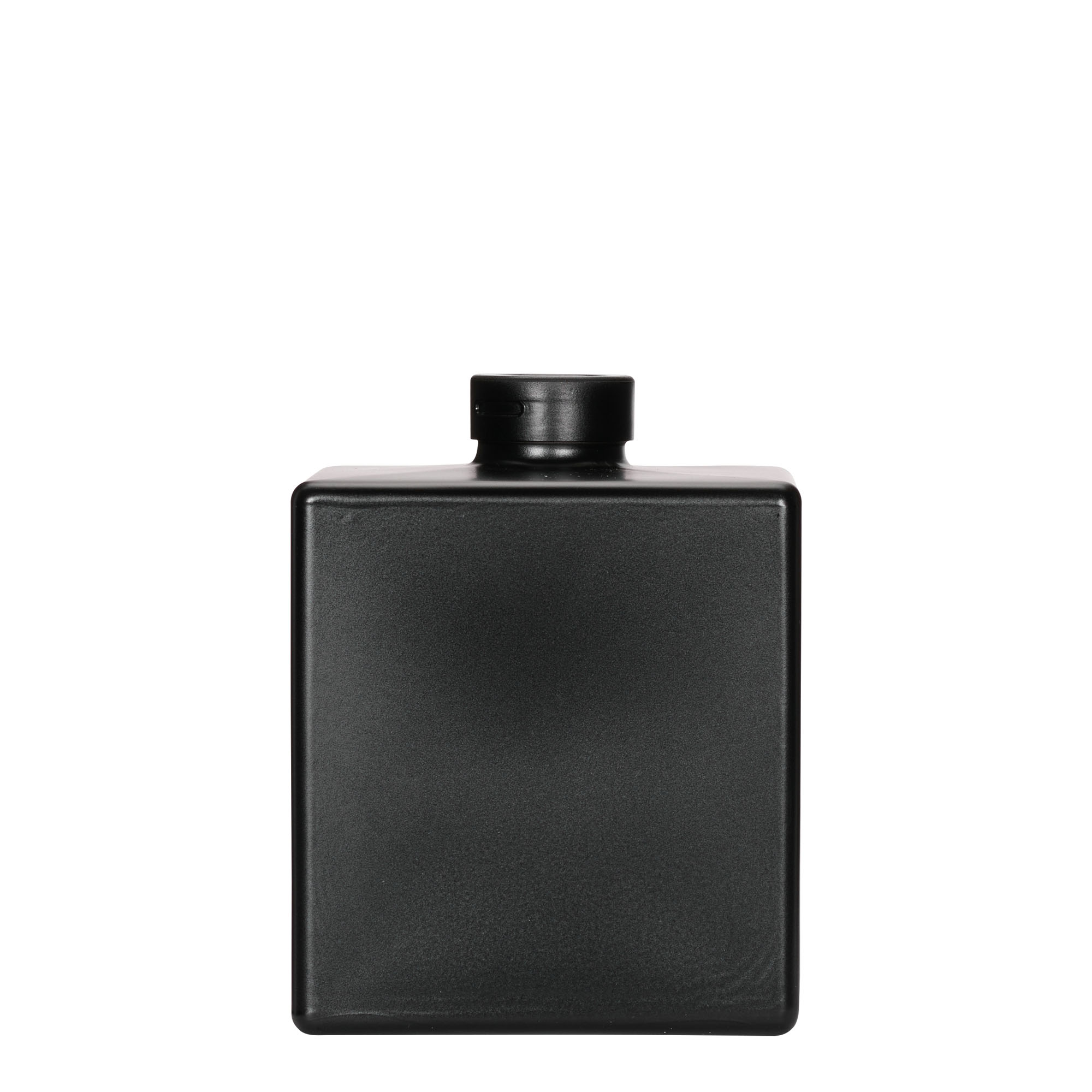 500 ml lasipullo ”Cube”, neliömäinen, musta, suuaukko: korkki