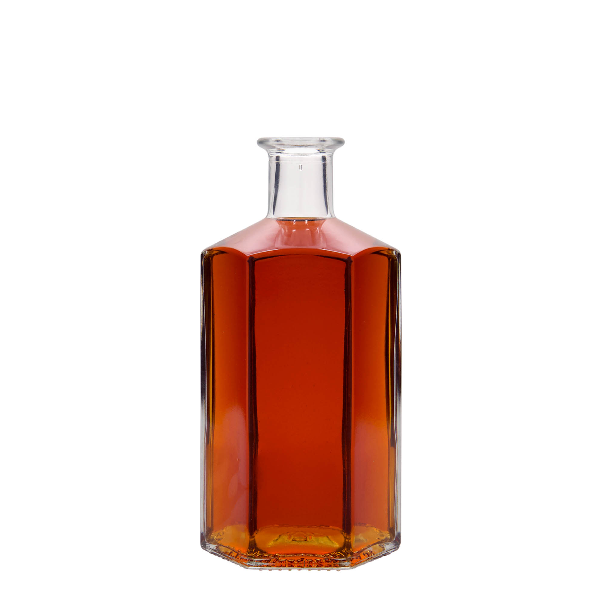 500 ml lasipullo apteekkarille 'Jimmy', kuusikulmainen, suuaukko: korkki