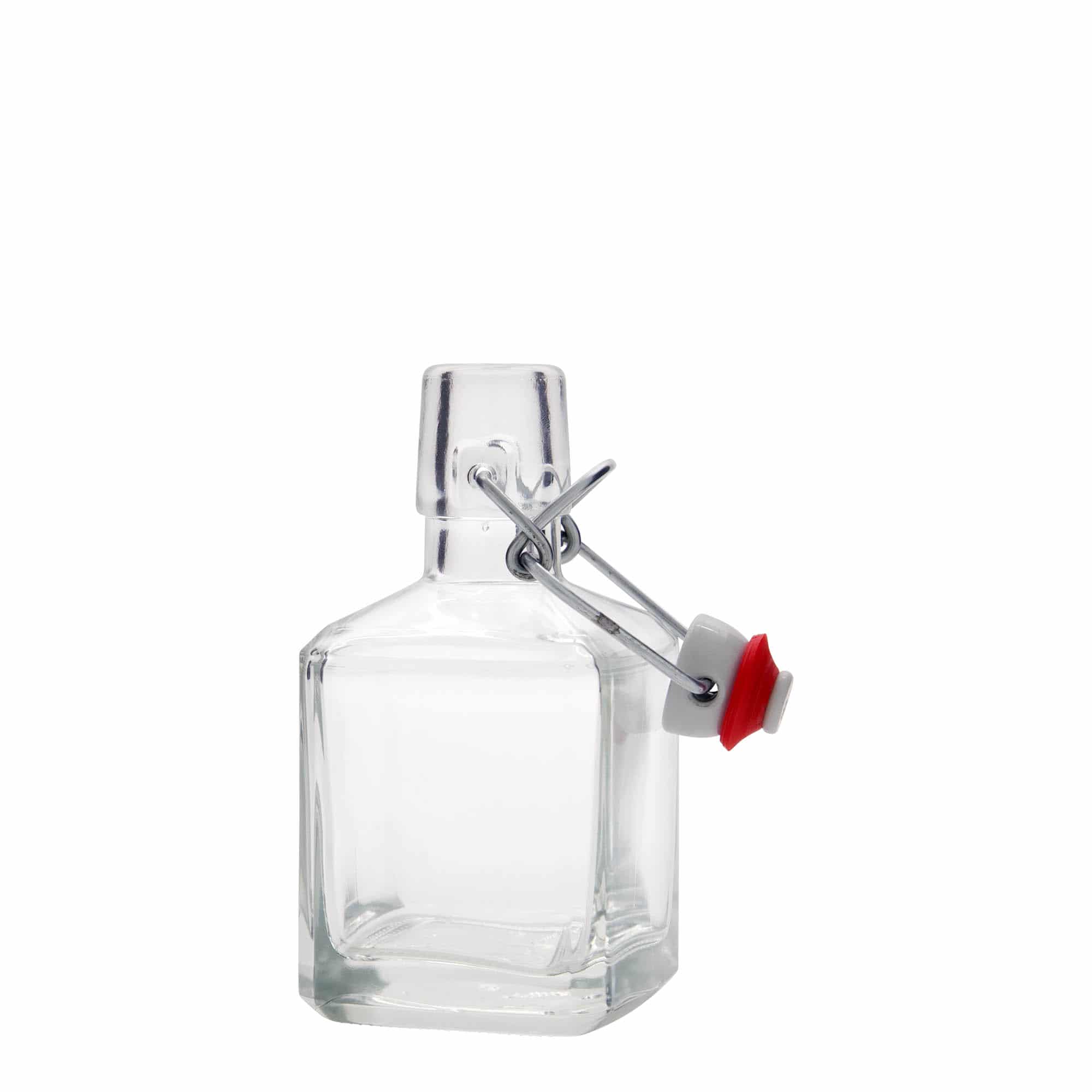 200 ml lasipullo 'Kubica', neliö, suu: patenttikorkki