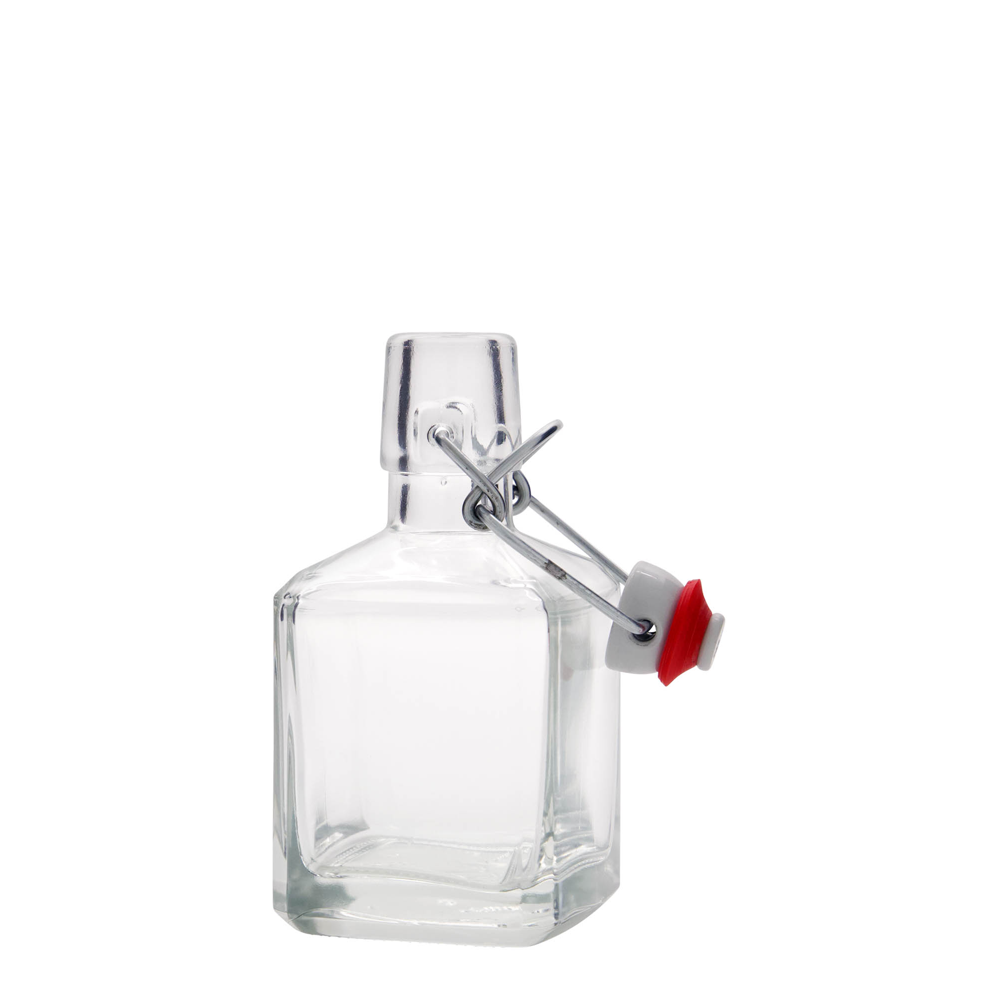 200 ml lasipullo 'Kubica', neliömäinen, suuaukko: peltisuljin