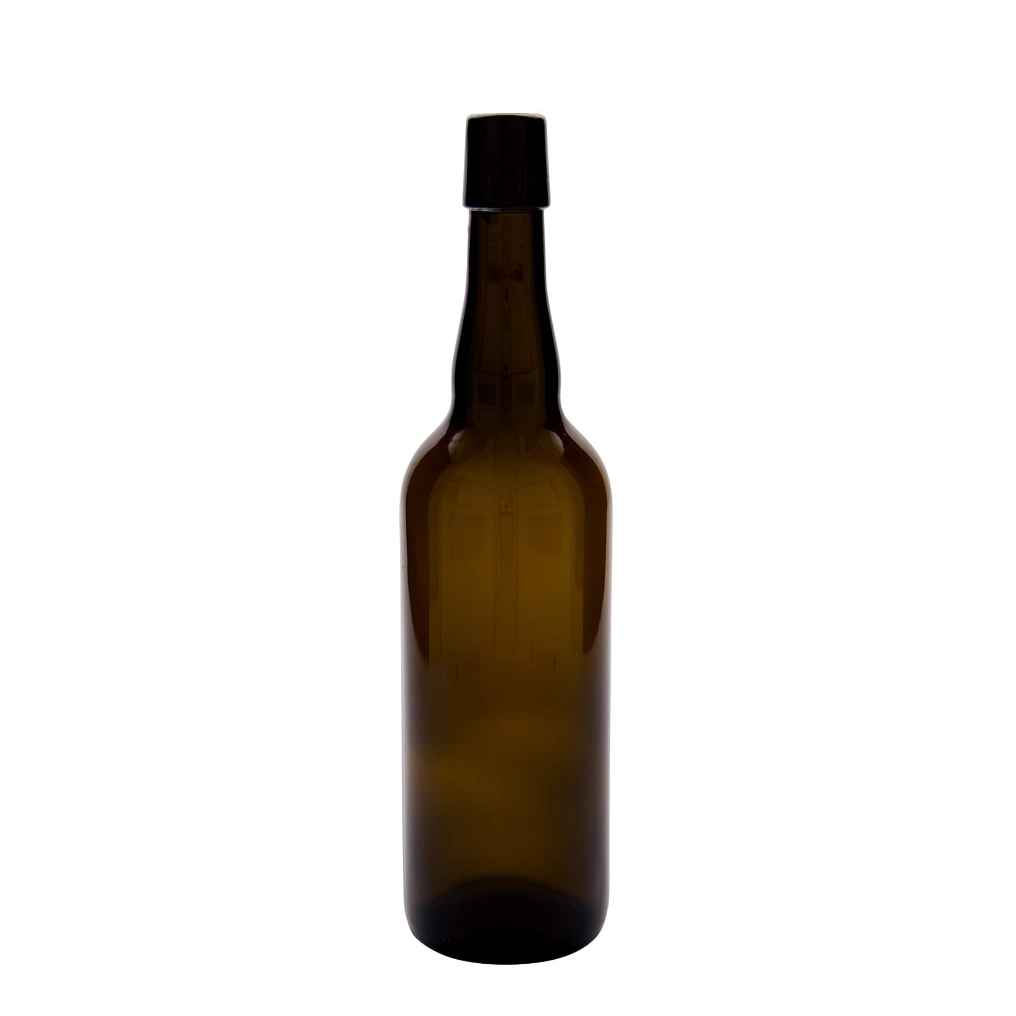 750 ml olutpullo Belgia, lasi, ruskea, suuaukko: lukittava kansi