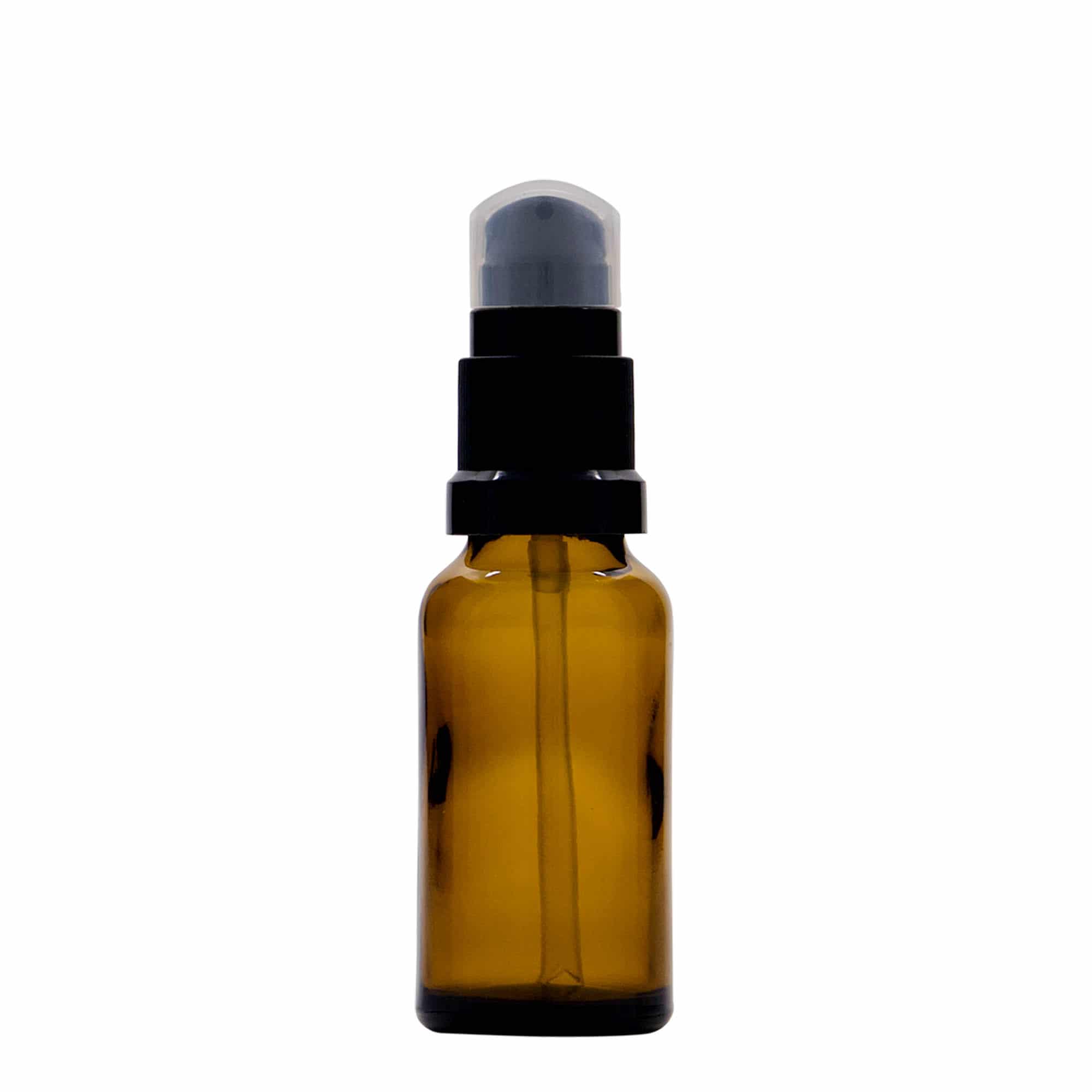20 ml lääkepullo voidepumpulla, lasi, ruskea, suu: DIN 18 20 ml lääkepullo voidepumpulla, lasi, ruskea, suu: DIN 18