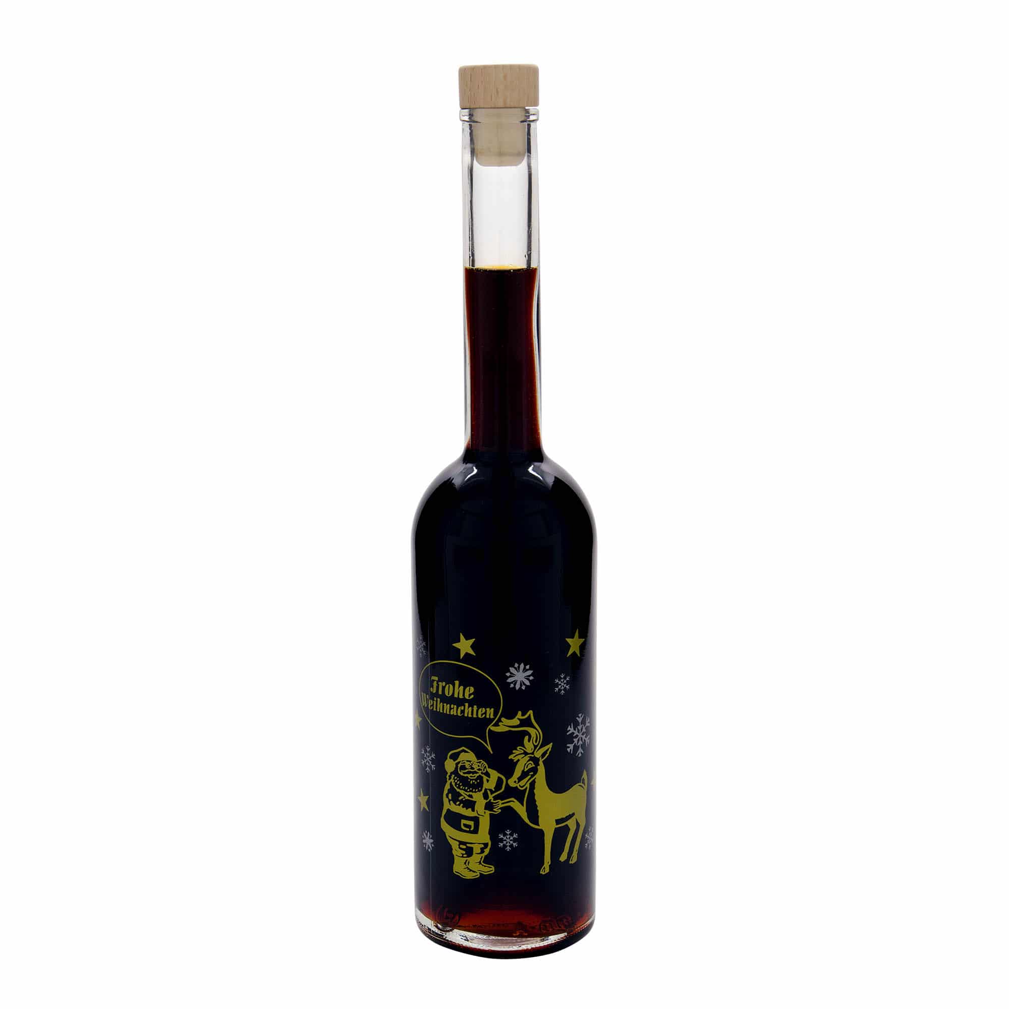 500 ml lasipullo 'Ooppera', kuvio: ilotulitus, suu: korkki