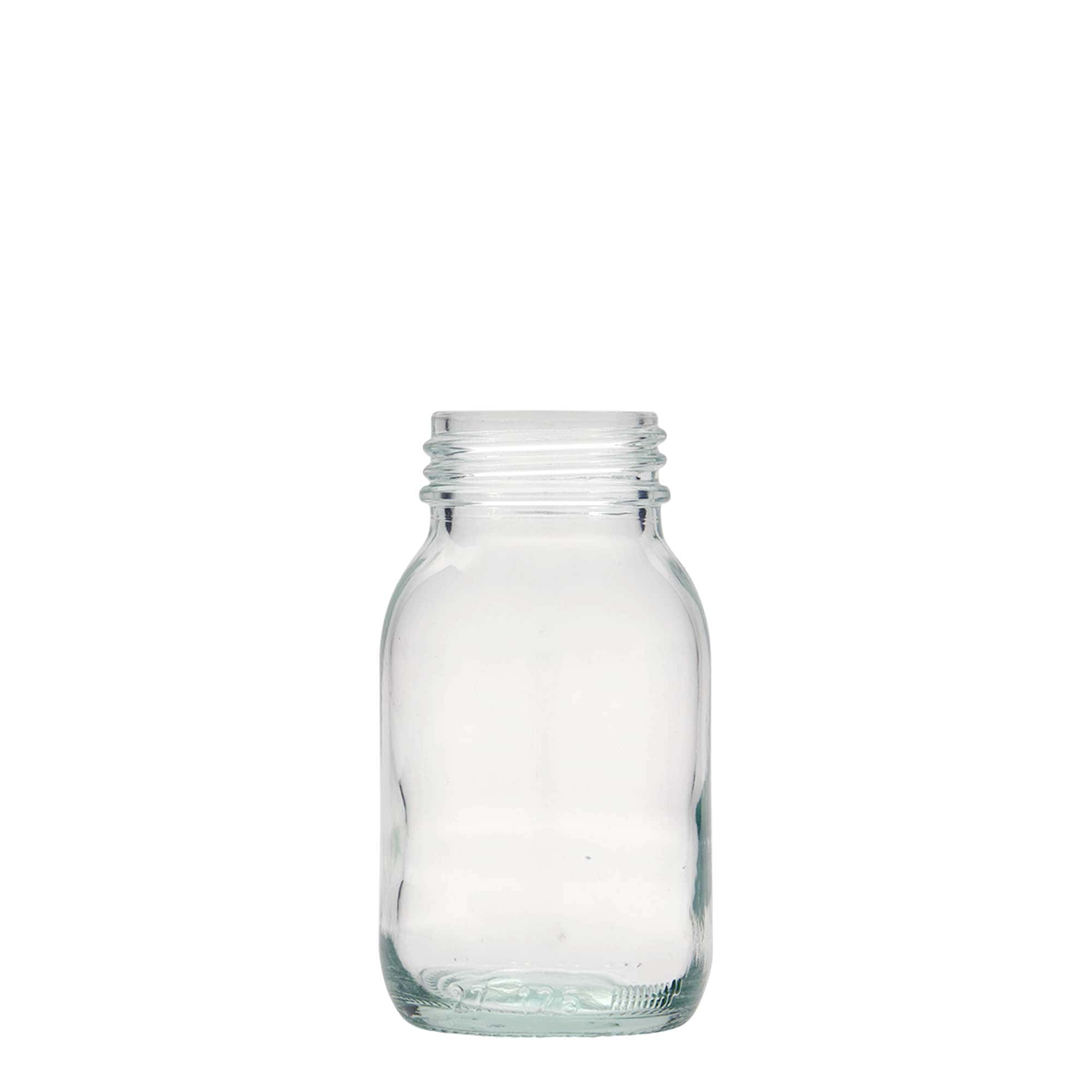 125 ml leveäkaulainen lasi, suuaukko: DIN 40