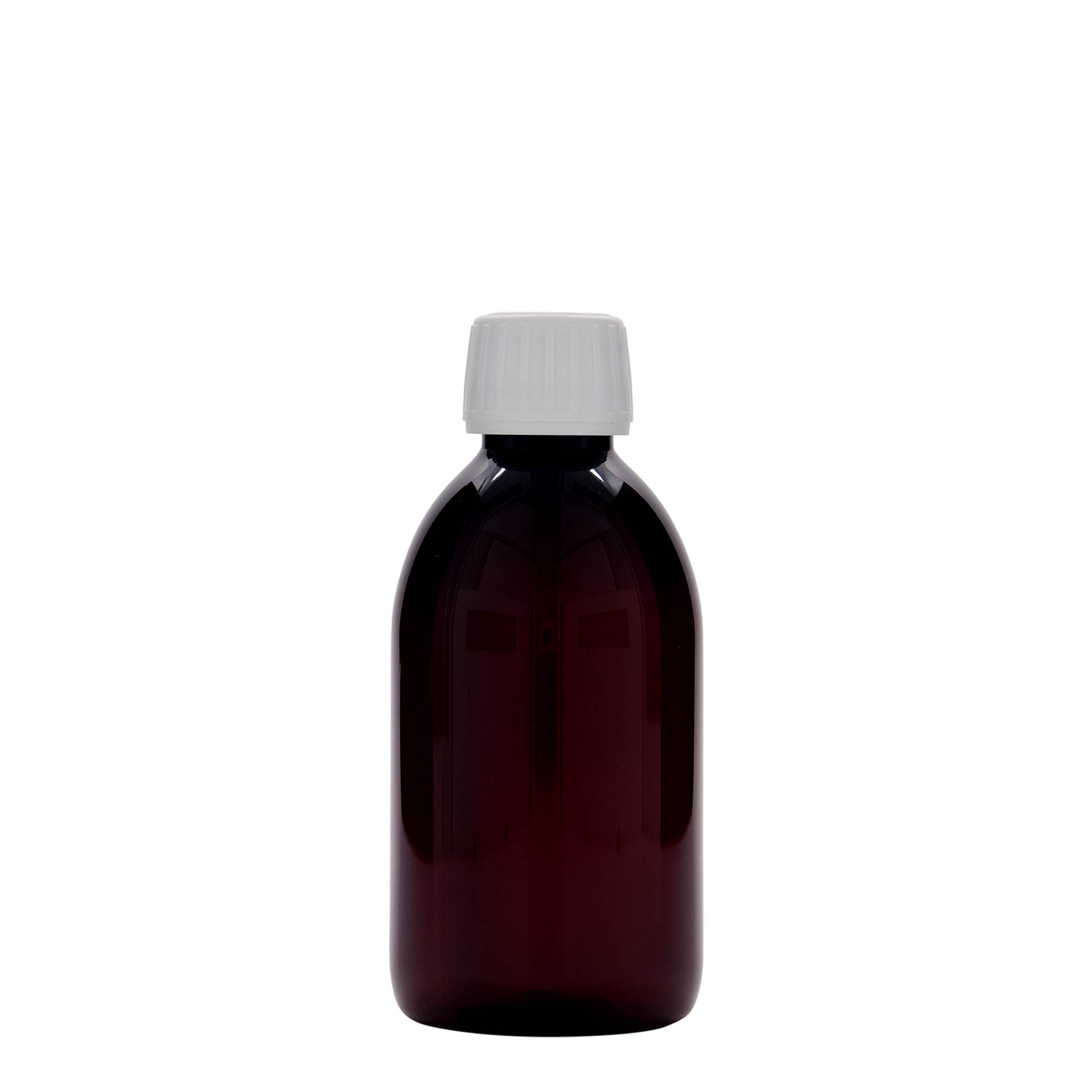 250 ml PET-lääkepullo, ruskea, muovi, suuaukko: PP 28