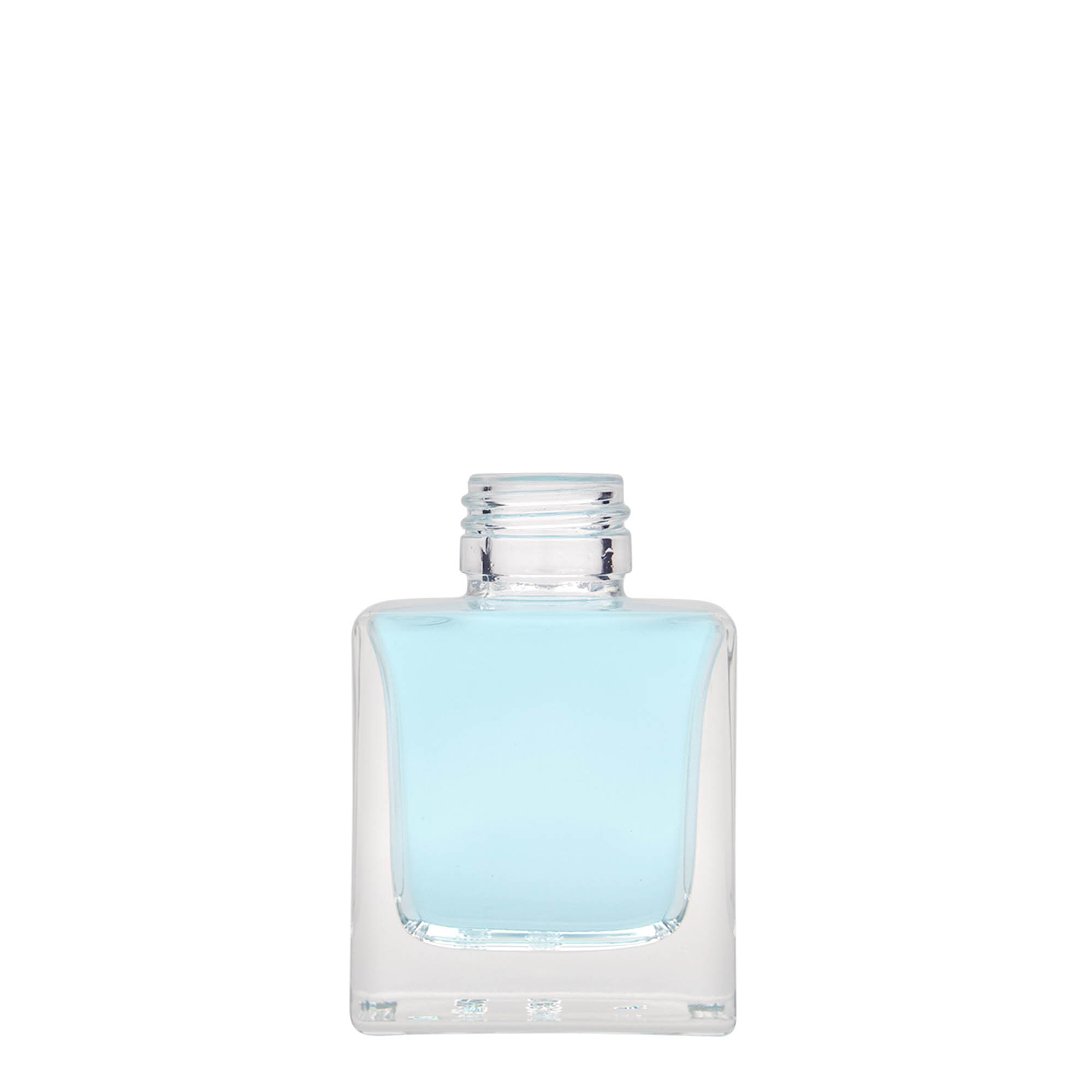 100 ml lasipullo 'Cube', neliömäinen, suuaukko: PP 28