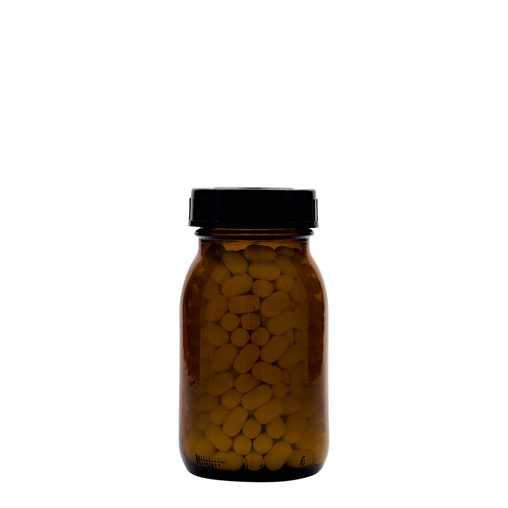 150 ml paksukaulainen lasi, ruskea, suuaukko: DIN 45 150 ml paksukaulainen lasi, ruskea, suuaukko: DIN 45