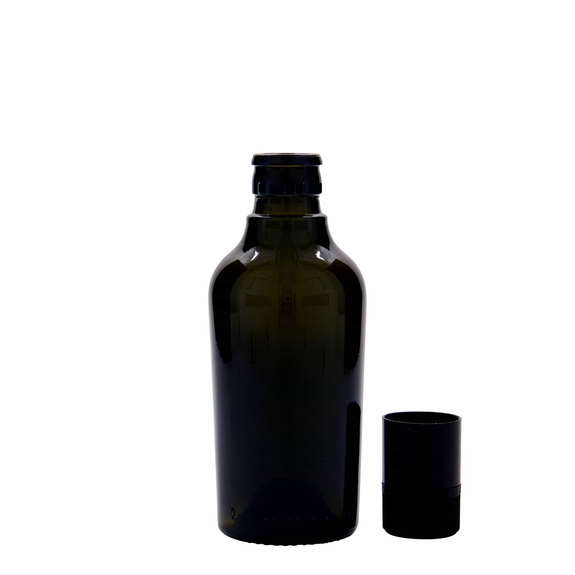 250 ml etikka-/öljypullo 'Oleum', lasi, antiikinvihreä, suu: DOP