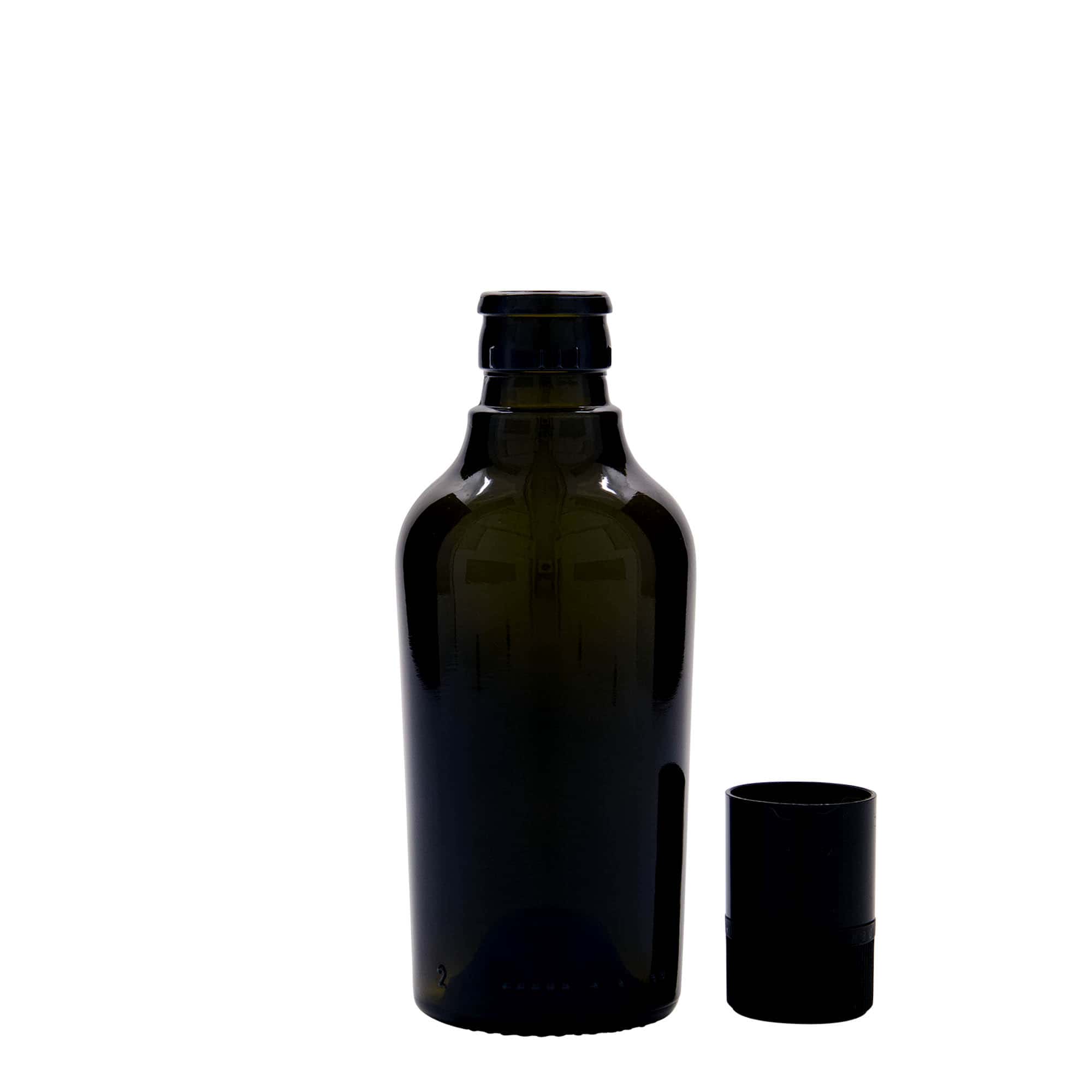 250 ml etikka-/öljypullo ”Oleum”, lasia, antiikkivihreä, suuaukko: DOP