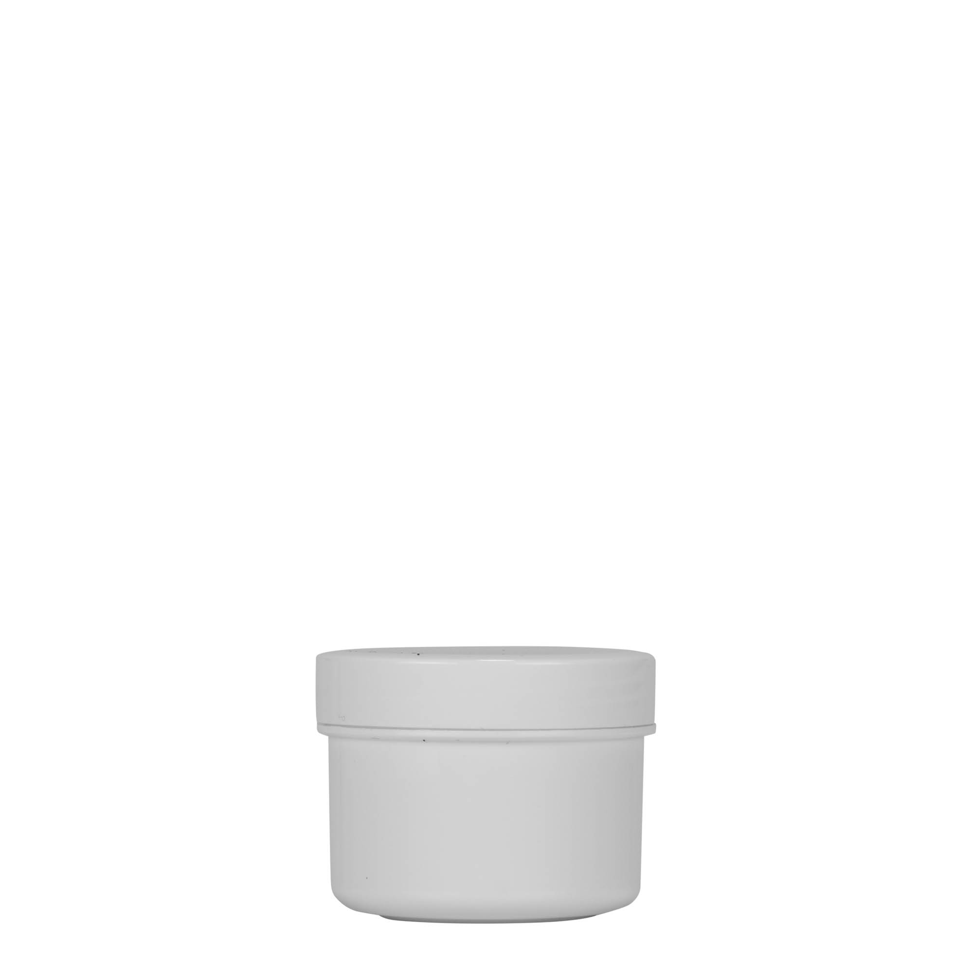 35 ml muovipurkki 'White Line', PP, valkoinen, suuaukko: ruuvikorkki 35 ml muovipurkki 'White Line', PP, valkoinen, suuaukko: ruuvikorkki