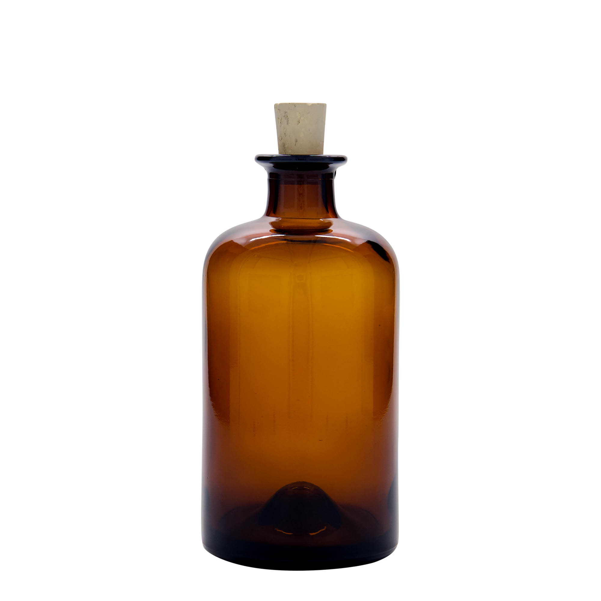 500 ml lasipullo apteekkarille, ruskea, suuaukko: korkki