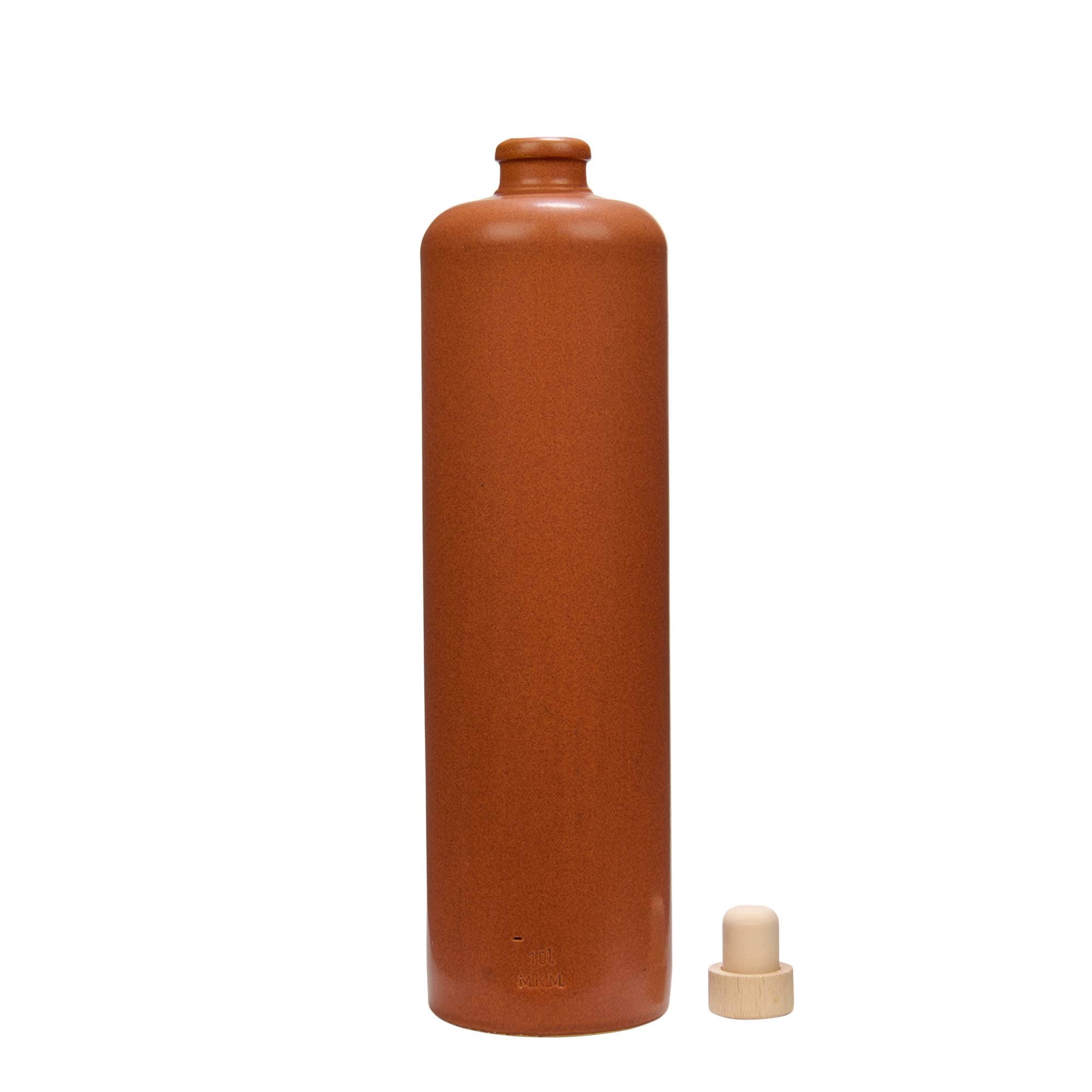 1 000 ml saviruukku, kivisavi, punaruskea, suuaukko: korkki