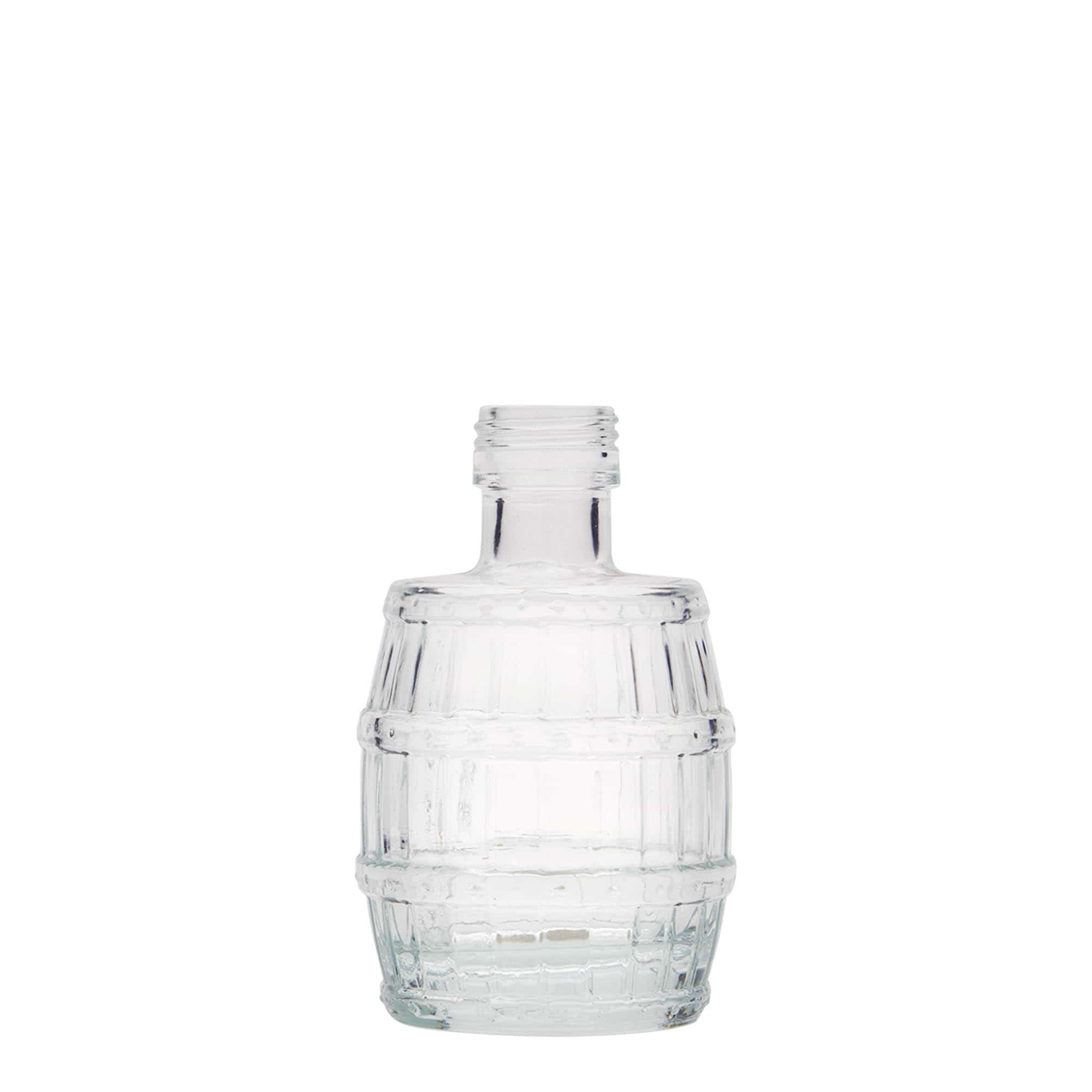 100 ml lasipullo 'tynnyri', suuaukko: PP 24