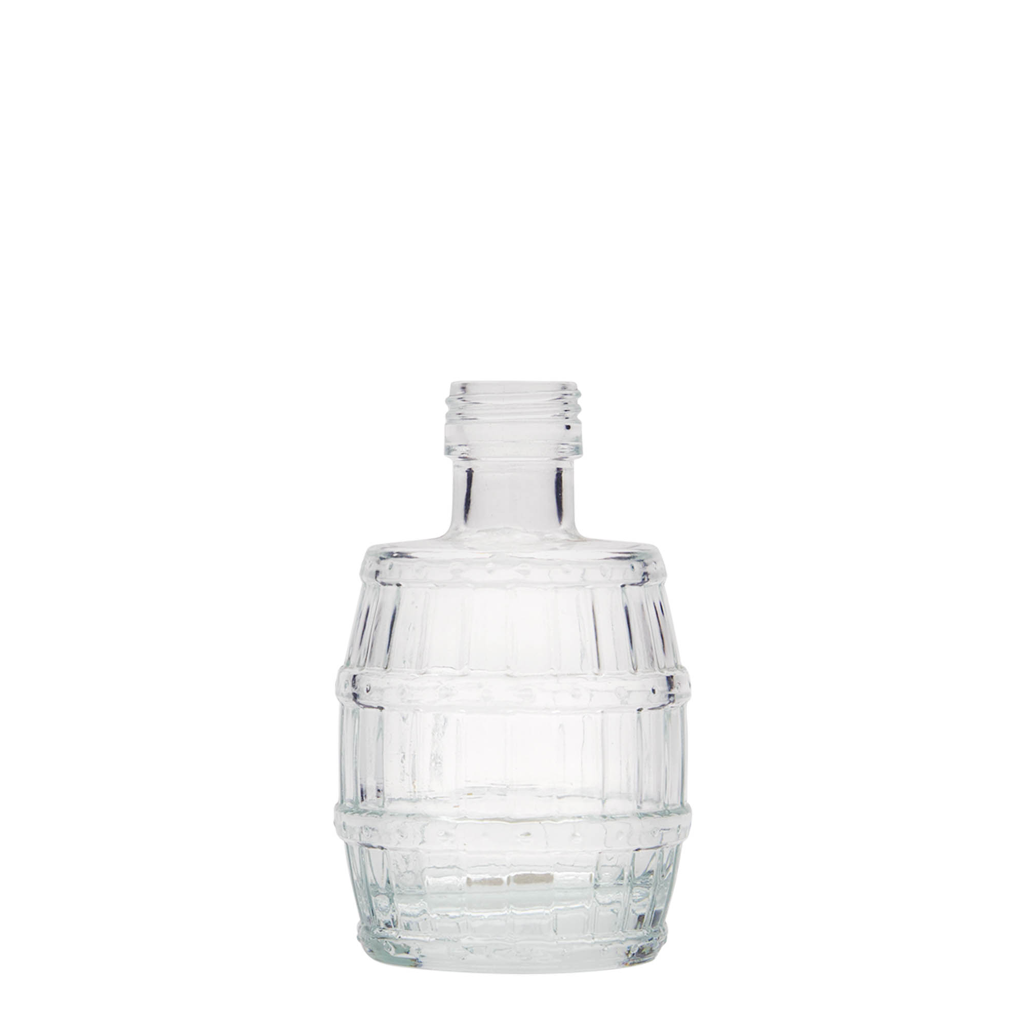 100 ml lasipullo 'tynnyri', suuaukko: PP 24 100 ml lasipullo 'tynnyri', suuaukko: PP 24