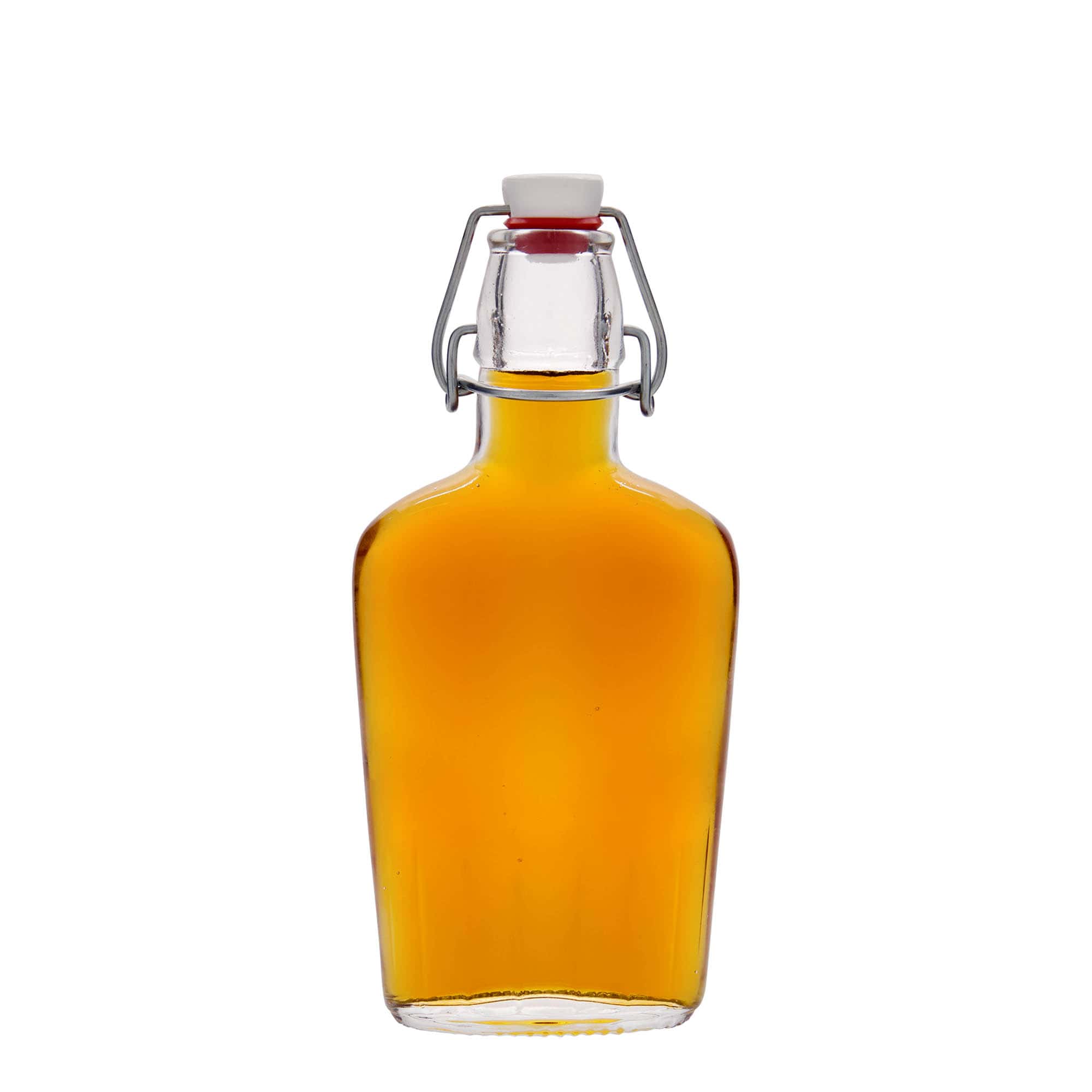 250 ml lasipullo 'Fiaschetta', soikea, suu: patenttikorkki
