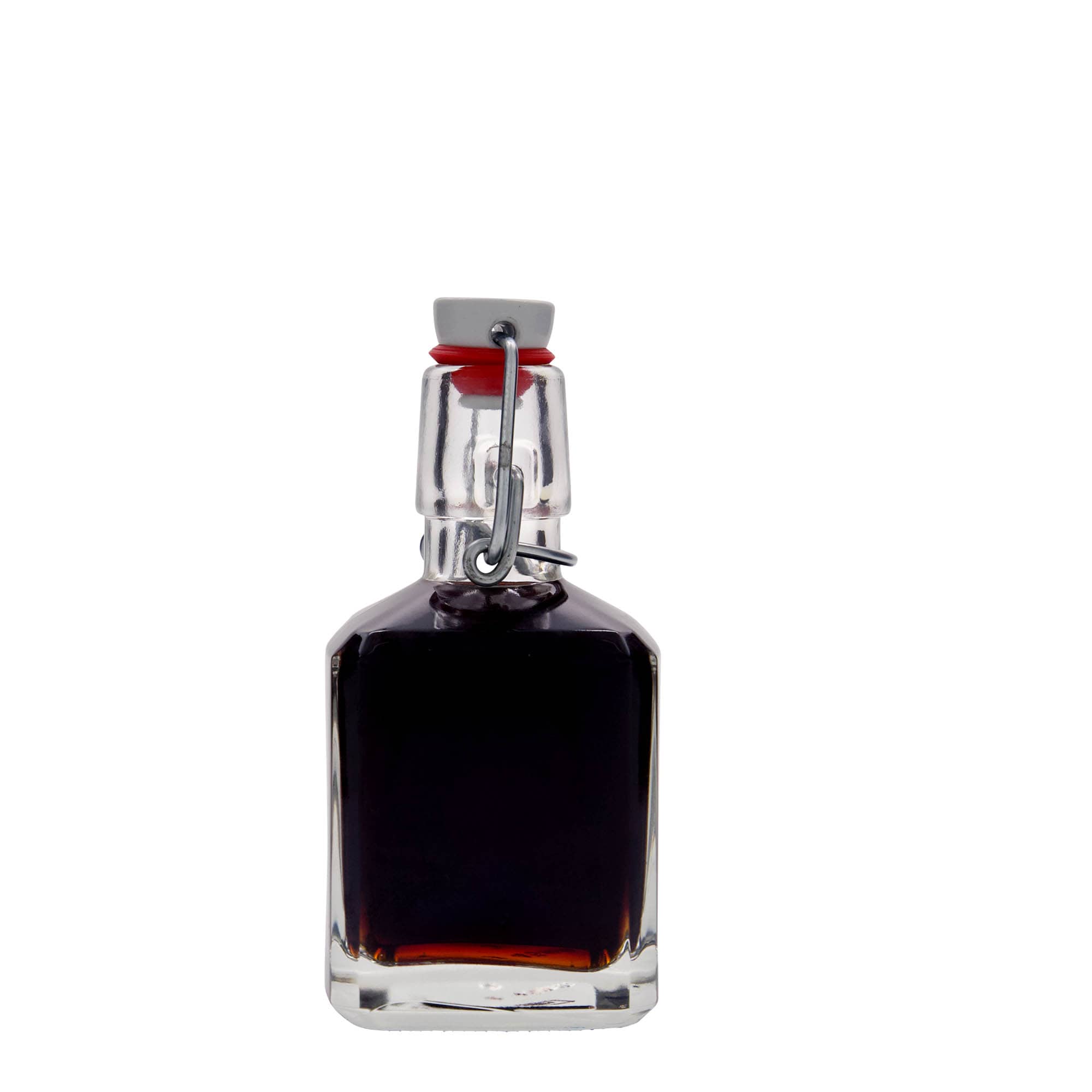 200 ml lasipullo 'Kubica', neliömäinen, suuaukko: peltisuljin