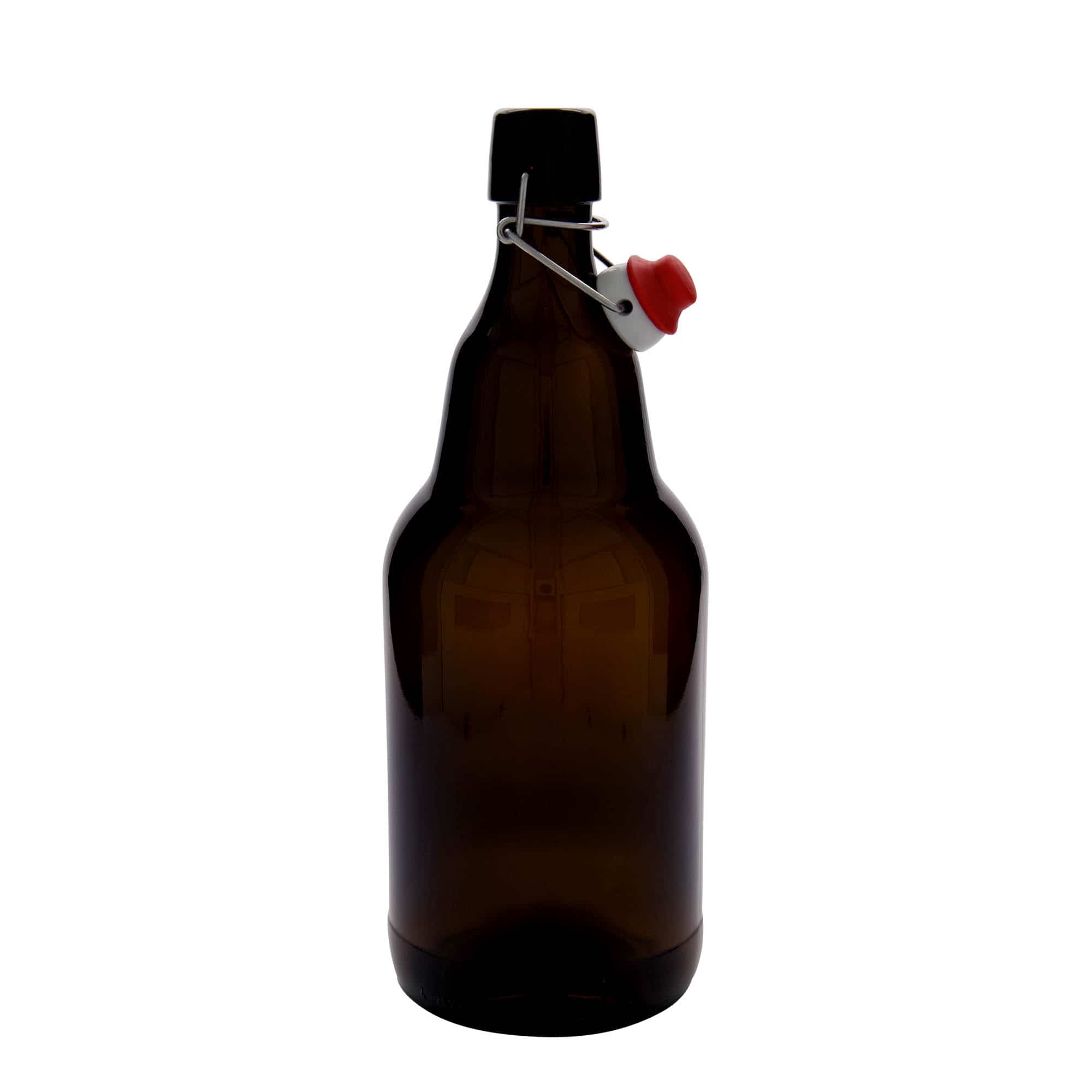 2000 ml olutpullo, lasi, ruskea, suu: patenttikorkki