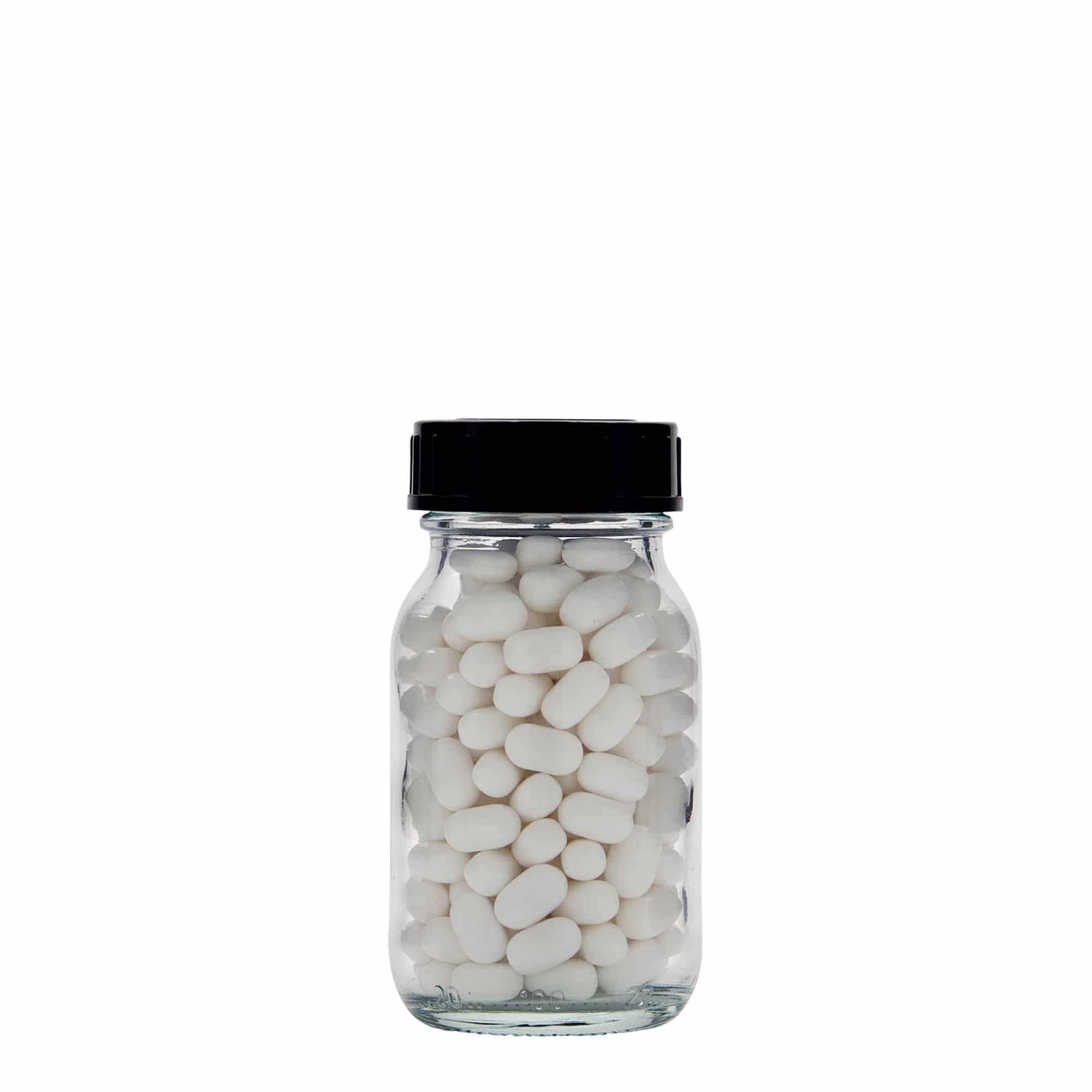 100 ml leveäkaulainen lasi, suuaukon koko: DIN 40