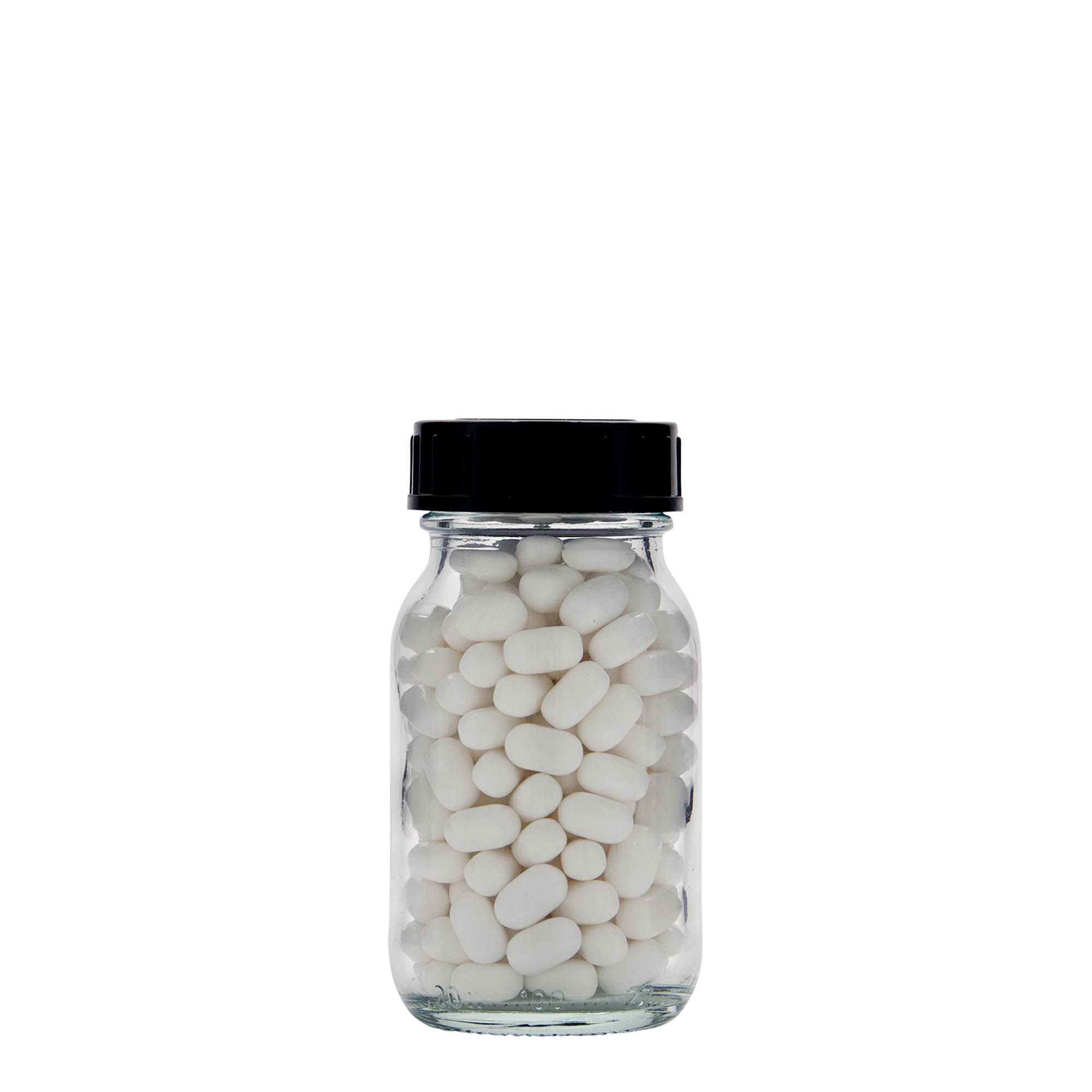 100 ml leveäkaulainen lasi, suuaukon koko: DIN 40
