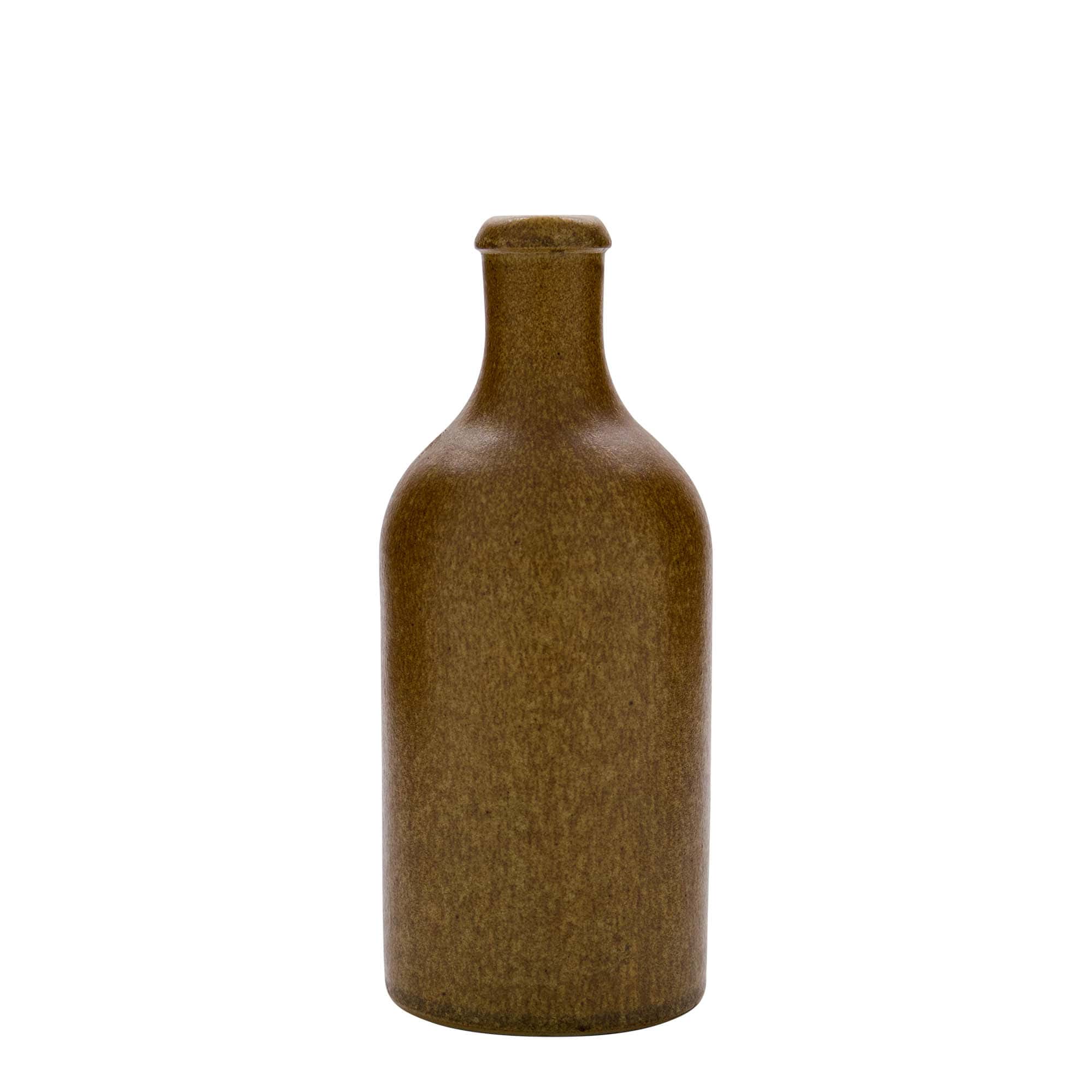 500 ml saviruukku, kivikeramiikka, ruskea-kristalli, suuaukko: korkki