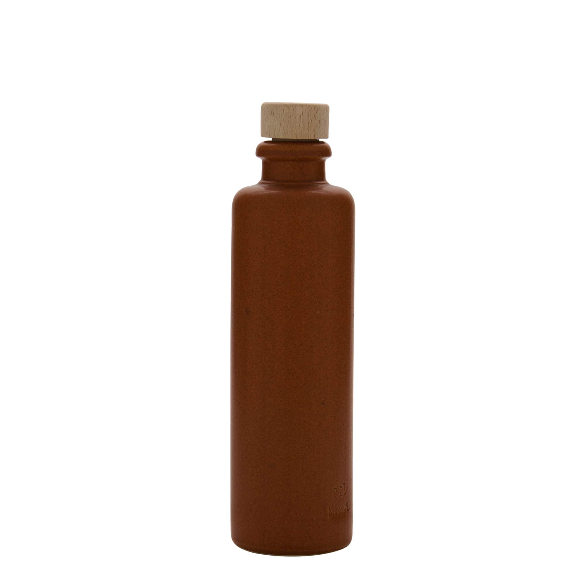 200 ml saviruukku, kivisavi, punaruskea, suuaukko: korkki