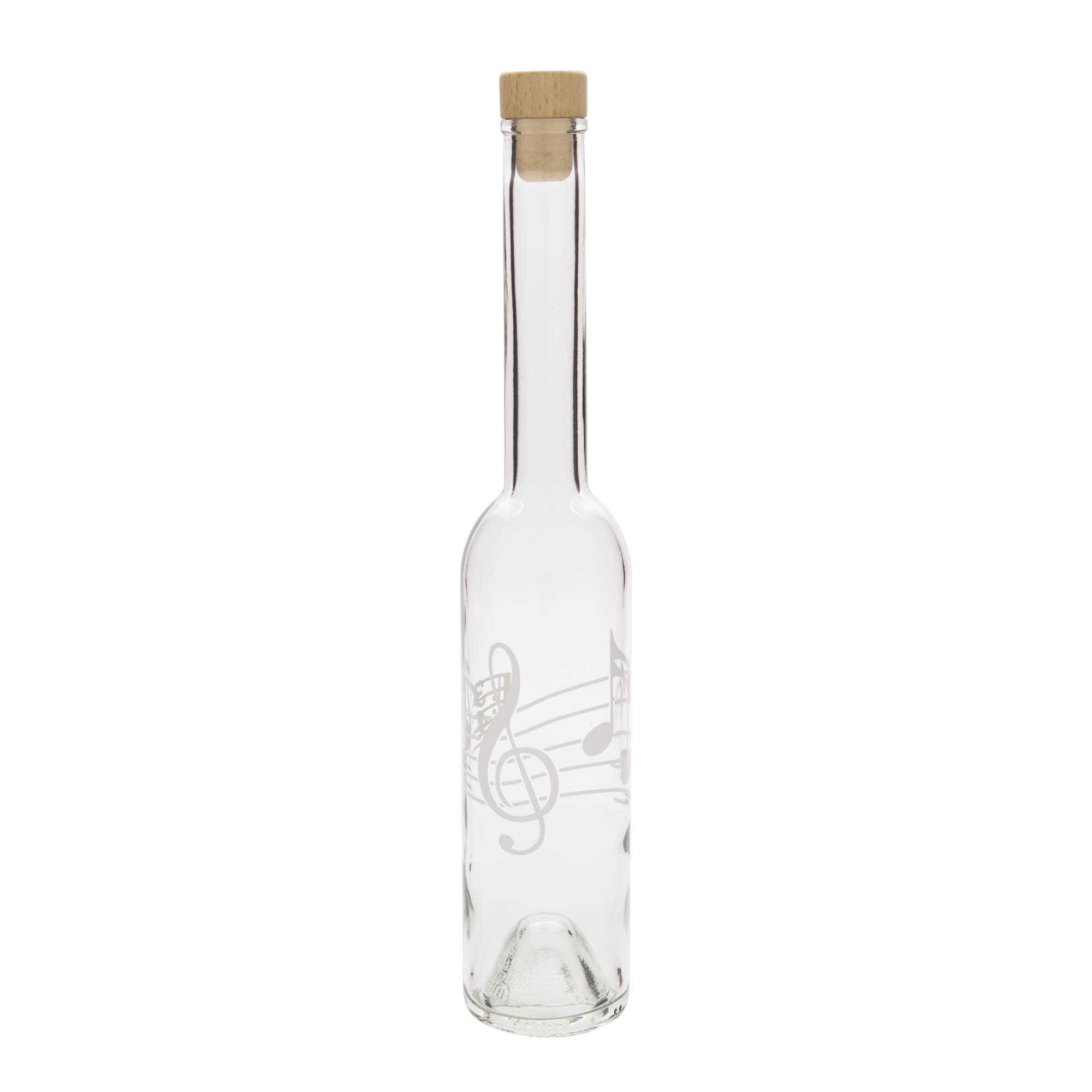 350 ml lasipullo 'Opera', kuvio: nuotit, suuaukko: korkki