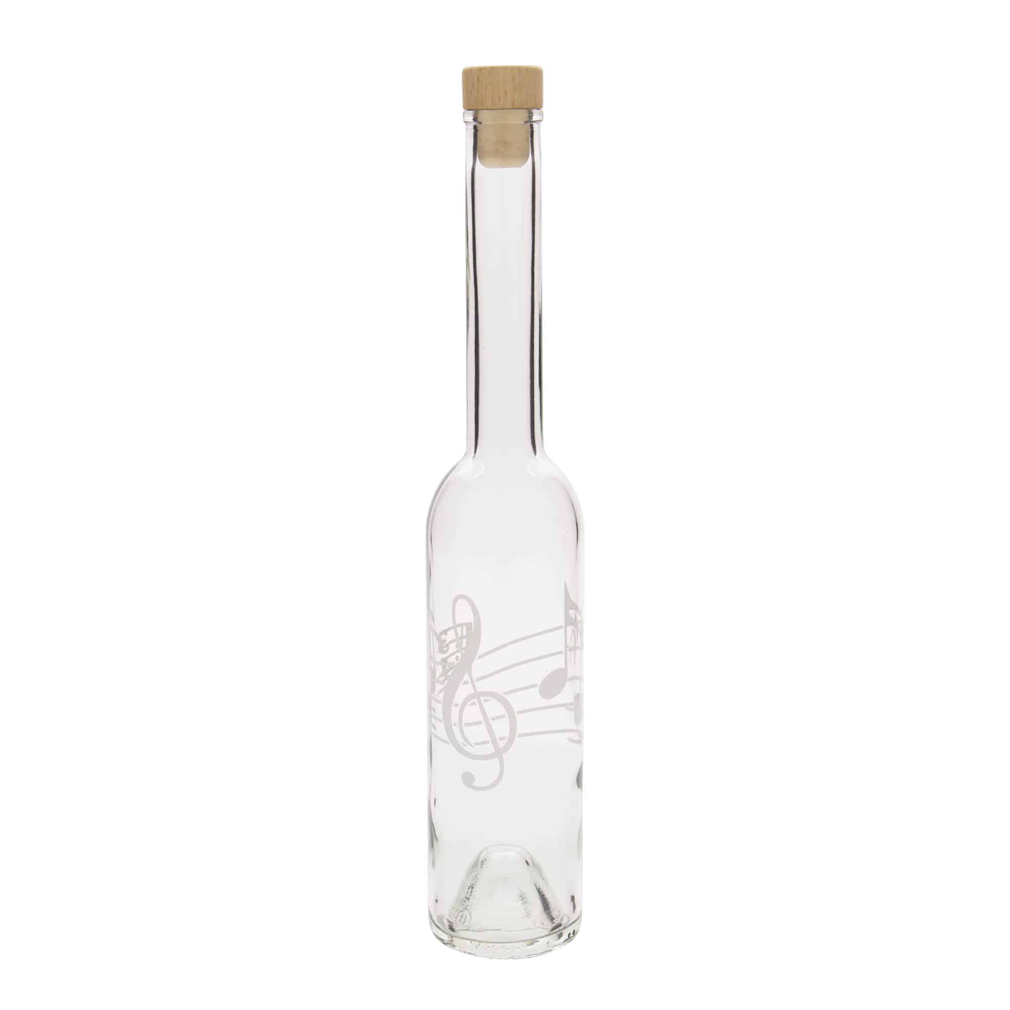 350 ml lasipullo ”Opera”, kuvio: nuotit, suuaukko: korkki