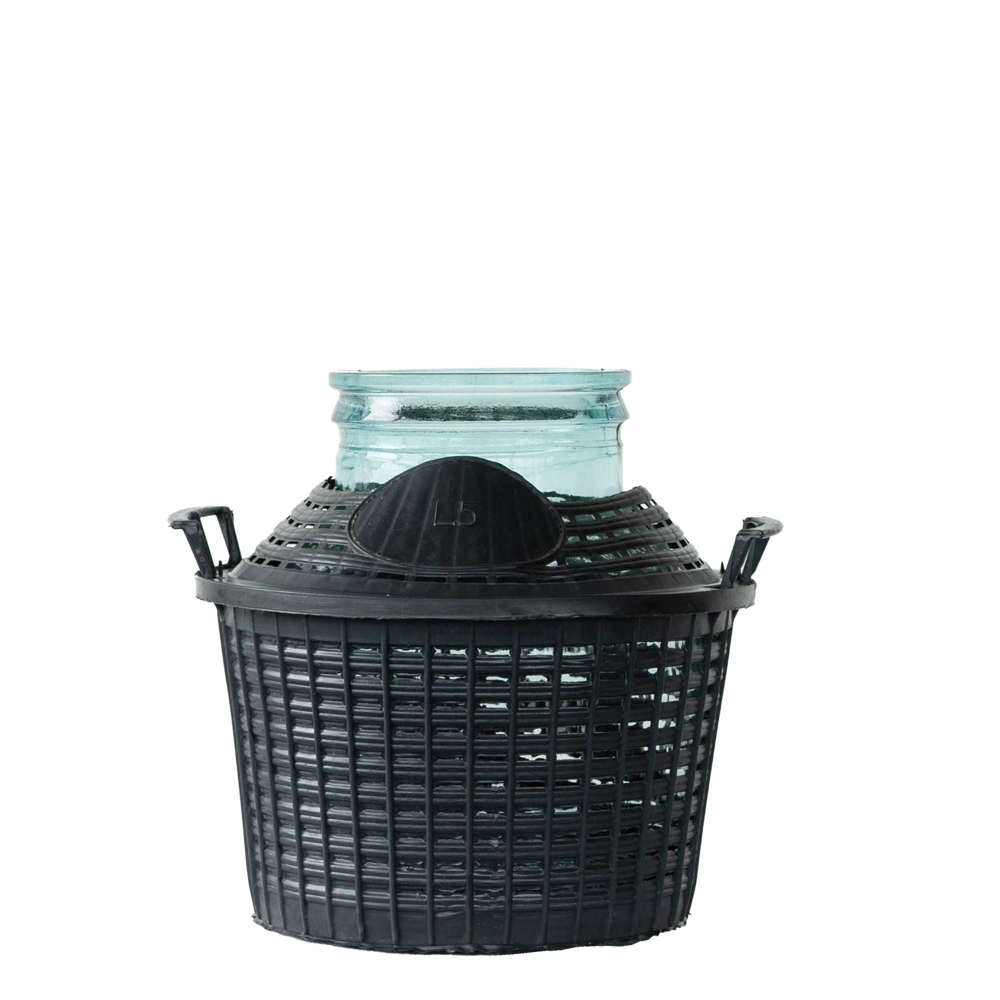 5 l pallopullo leveällä suulla, lasia, suuaukko: päälle käännettävä kansi