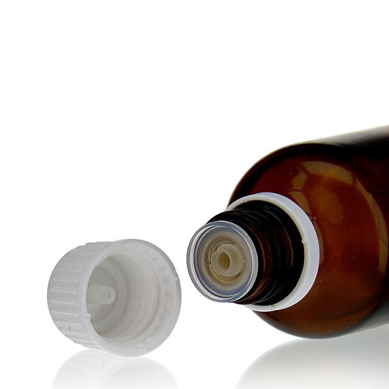 Ruuvikorkki tiputusosalla, PE-muovia, valkoinen, suulle: DIN 18 Ruuvikorkki tiputusosalla, PE-muovia, valkoinen, suulle: DIN 18