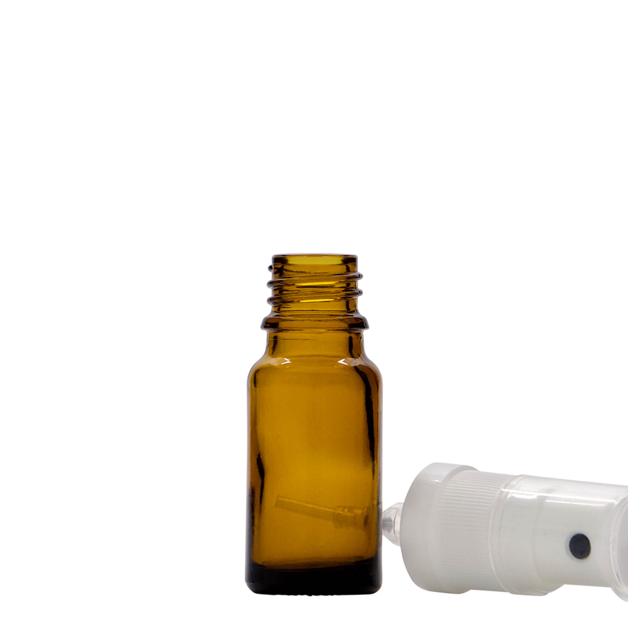 10 ml suihkepullo lääke, lasia, ruskea, suuaukko: DIN 18 10 ml suihkepullo lääke, lasia, ruskea, suuaukko: DIN 18