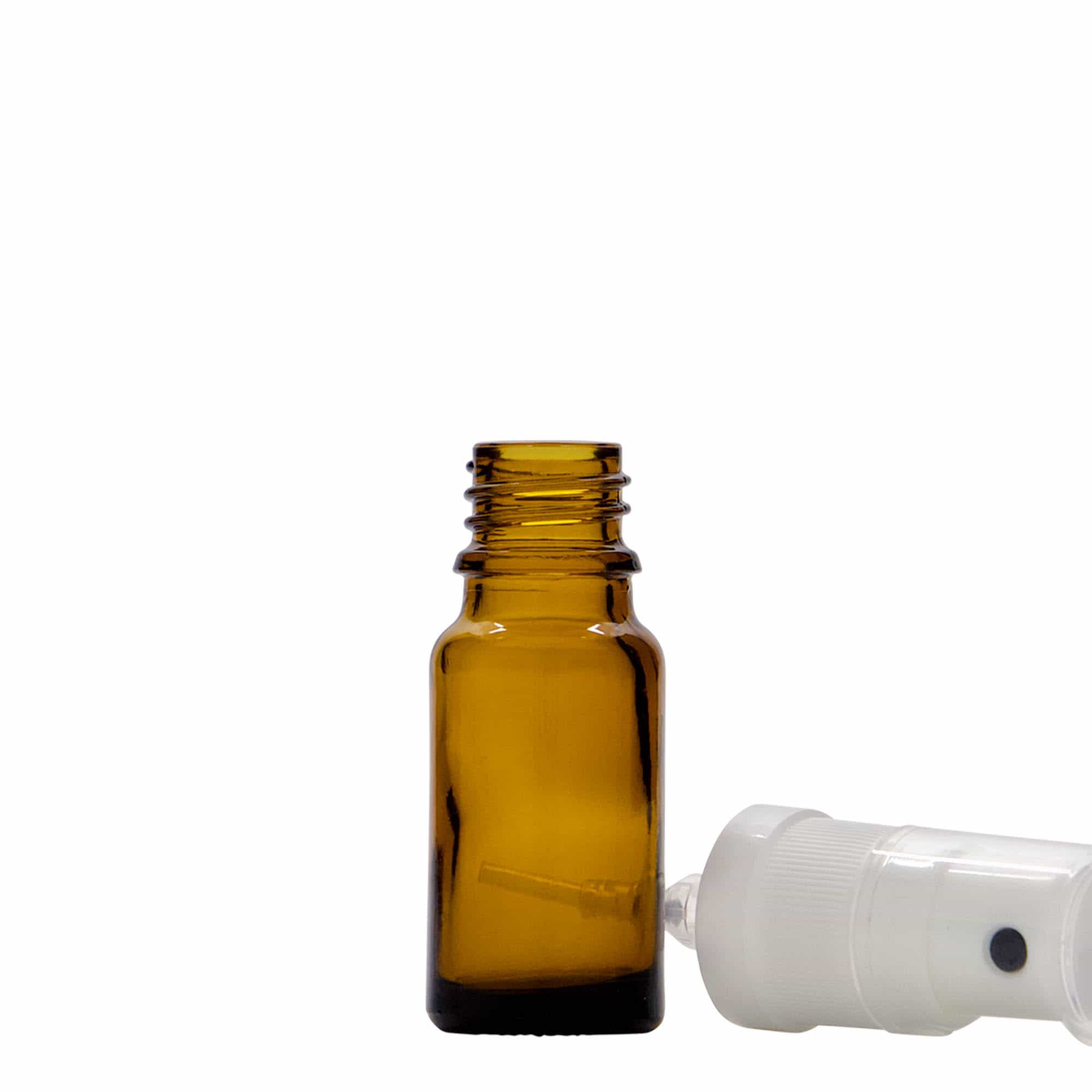 10 ml suihkepullo lääke, lasia, ruskea, suuaukko: DIN 18