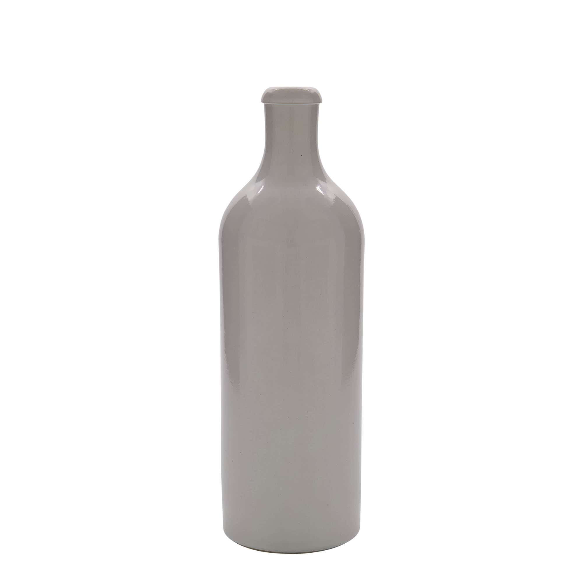 750 ml saviruukku, kivikeramiikka, valkoinen, suuaukko: korkki