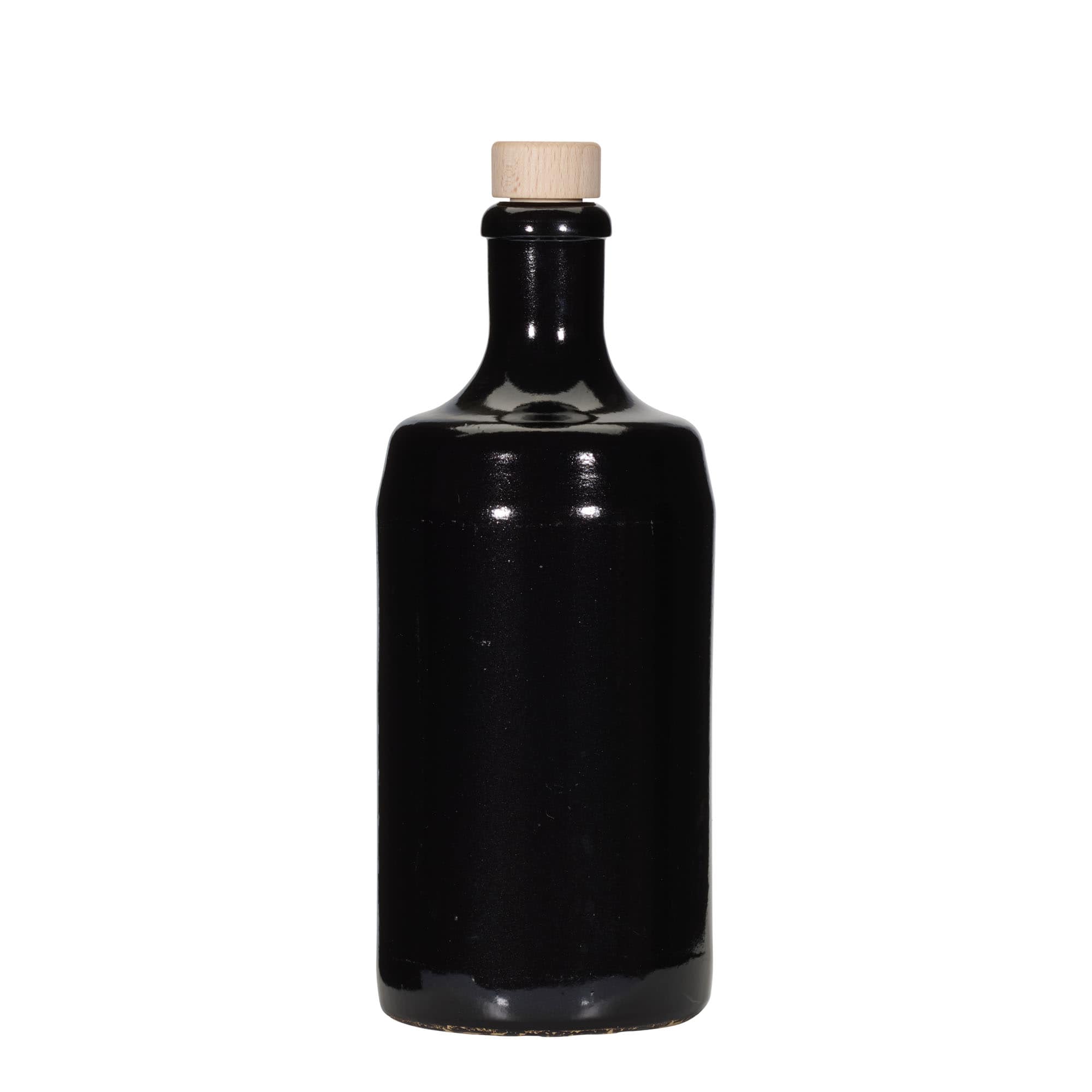 700 ml saviruukku 'Calvados, kivitavara, musta, suuaukko: korkki