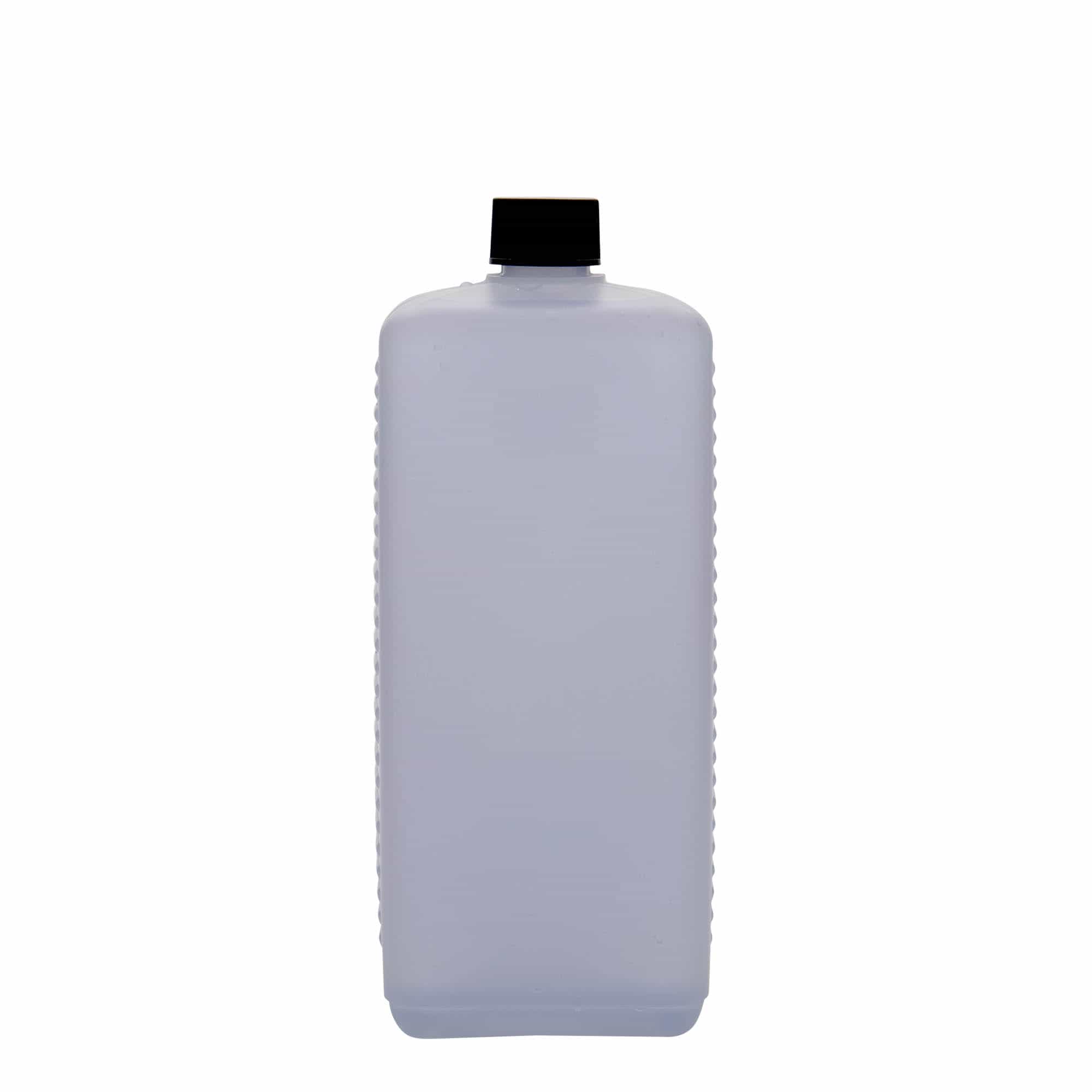 1000 ml kanisteripullo, nelikulm., HDPE-muovi, natur, suu: DIN 25 EPE