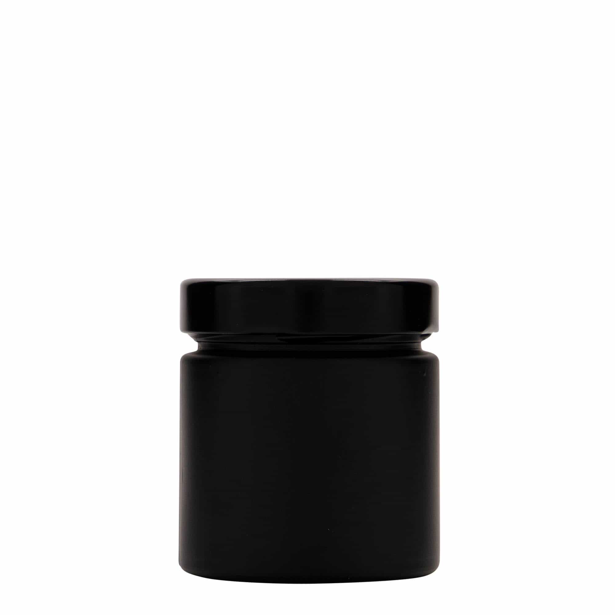 220 ml pyöreä lasipurkki 'Aurora', musta, suu: Deep-Twist-Off (DTO 66)