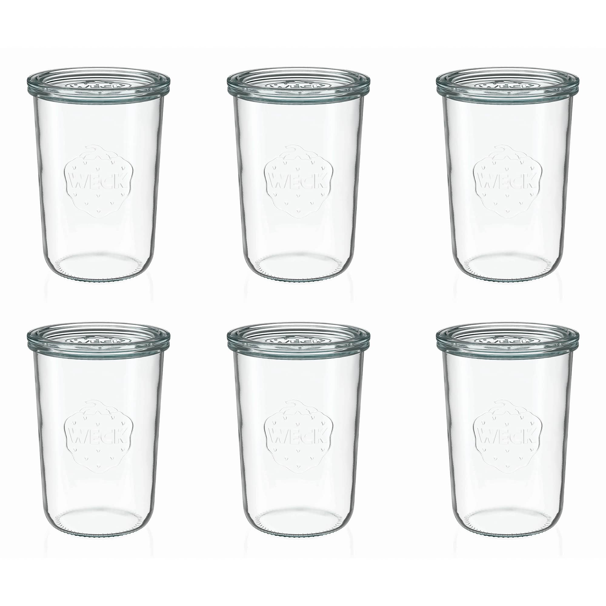 6x 850 ml WECK-kaatopurkki lasikannella RR 100