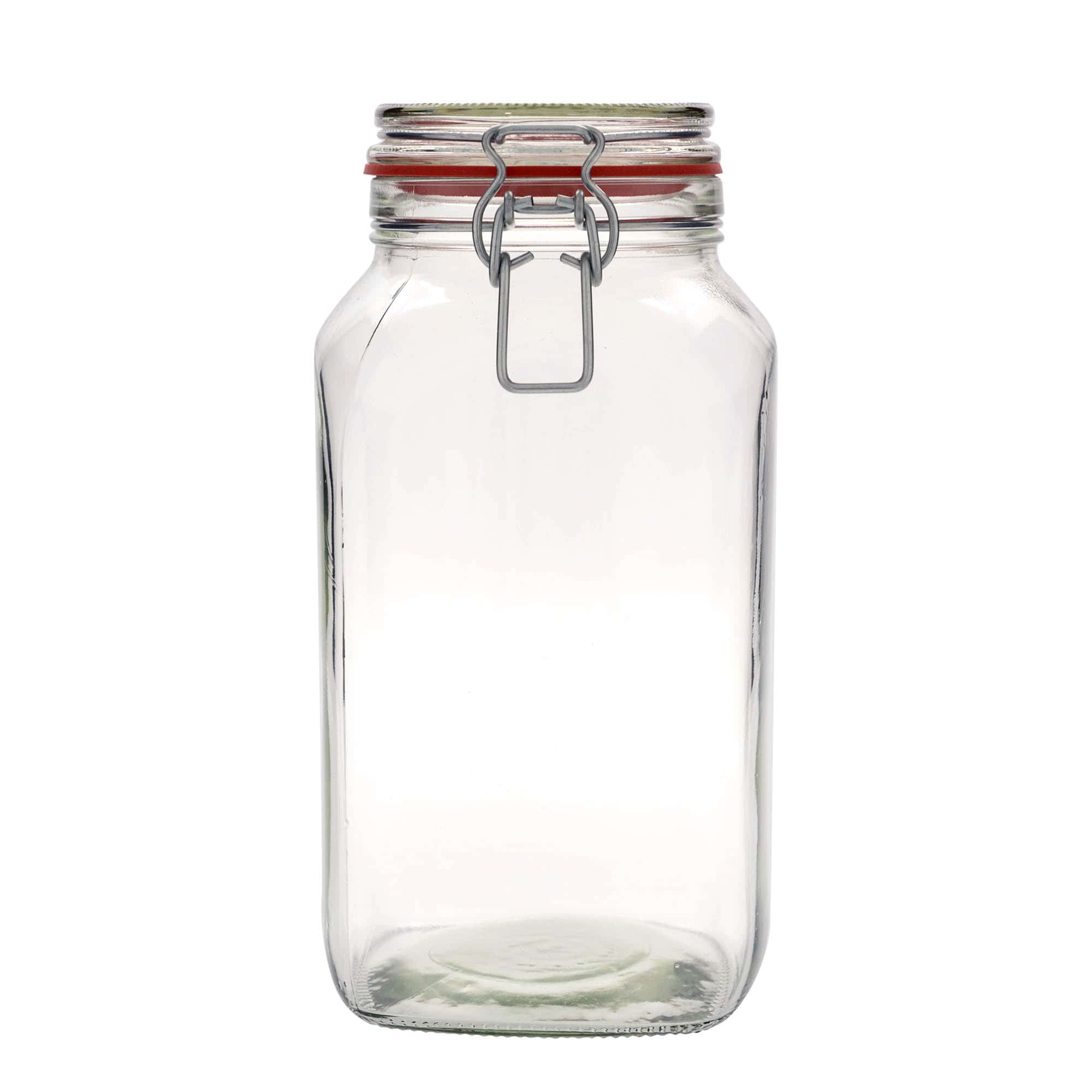 2590 ml patenttikorkkilasipurkki, neliö, suu: patenttikorkki