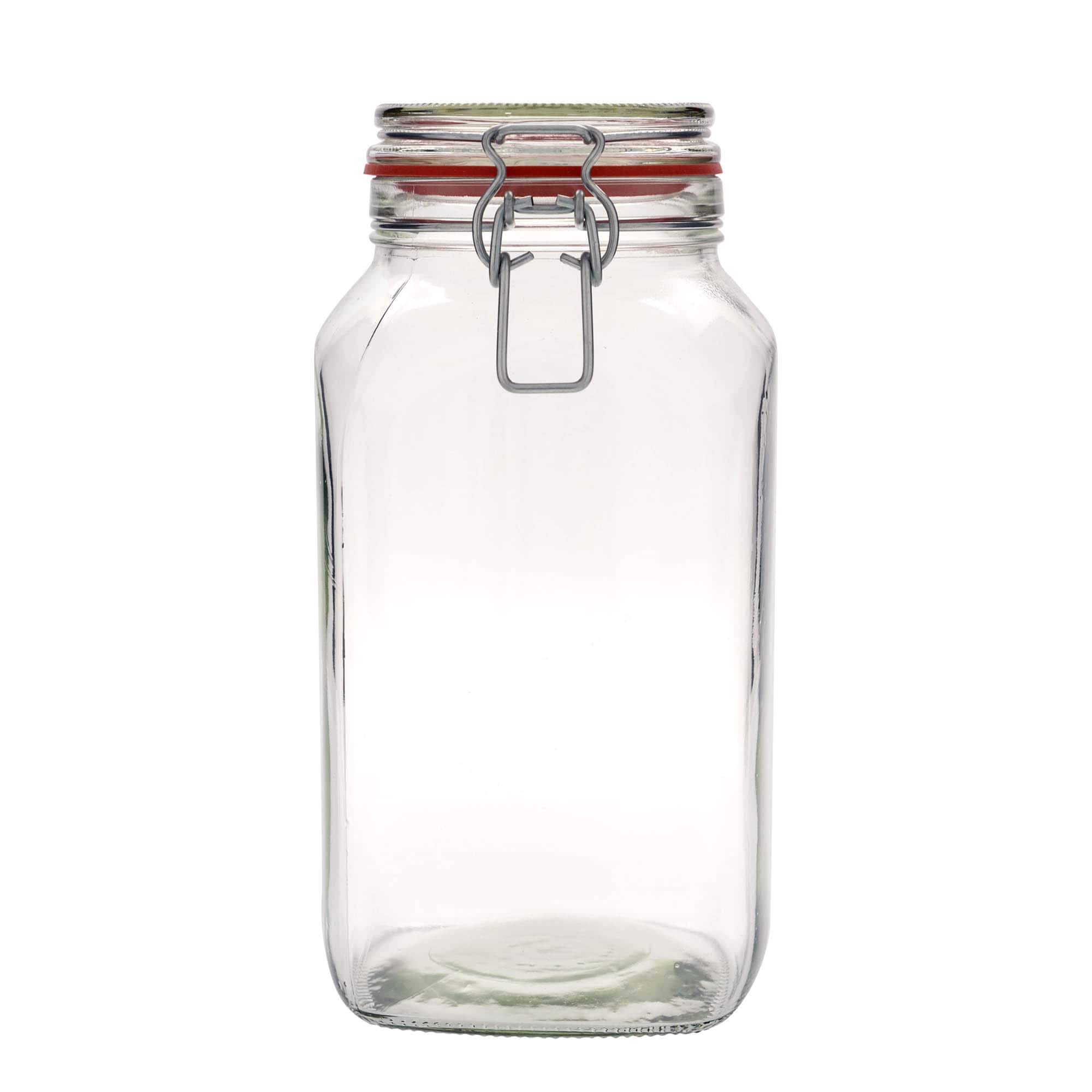 2,590 ml lankakahvallinen lasipurkki, neliö, suuaukko: lankakahvalukko