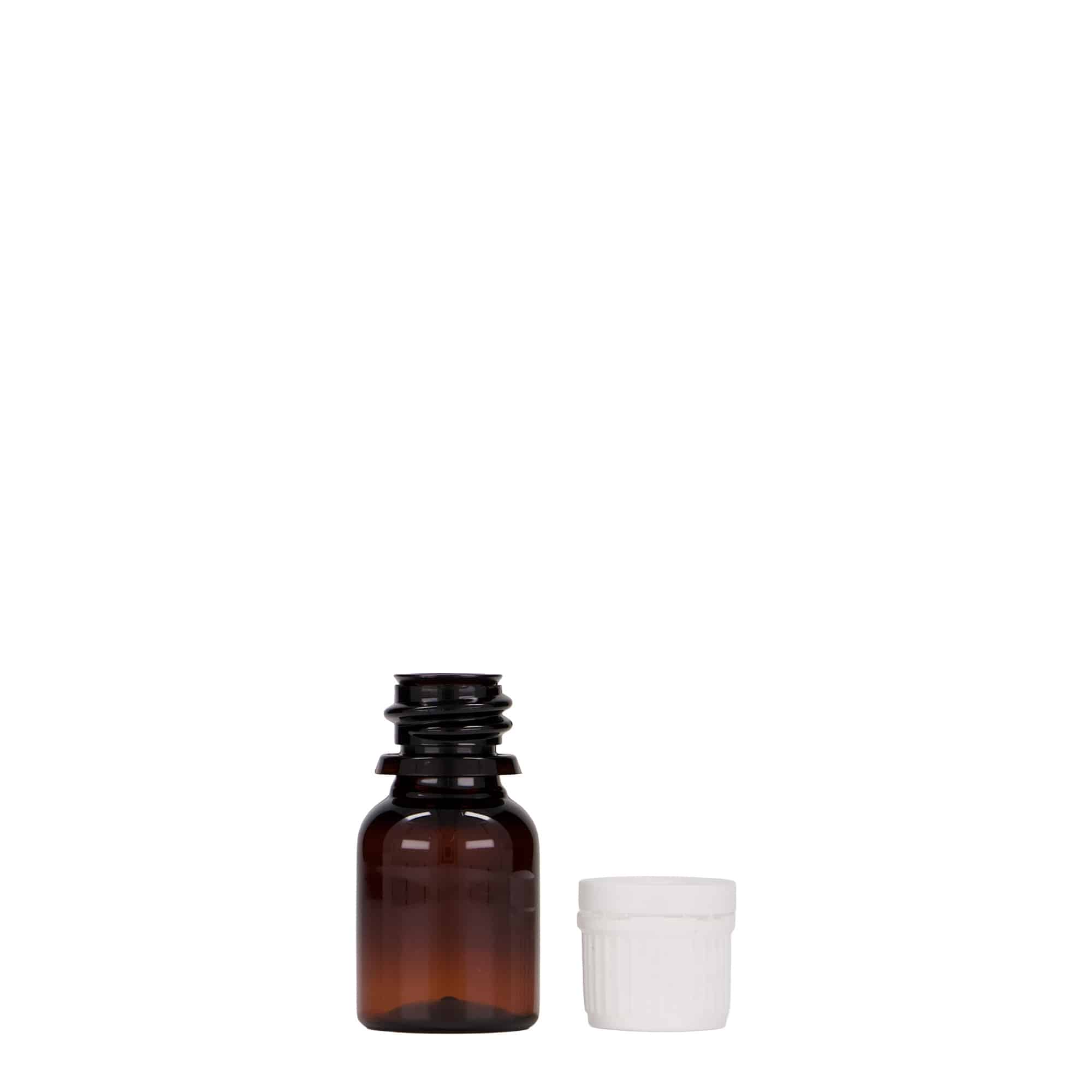 10 ml PET-lääkepullo 'Easy Living', ruskea, muovi, suu: DIN 18