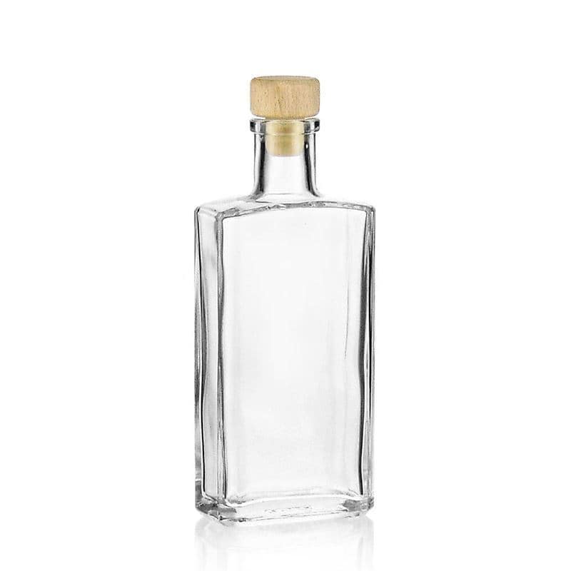 200 ml lasipullo 'Shiny', nelikulm., suu: korkki