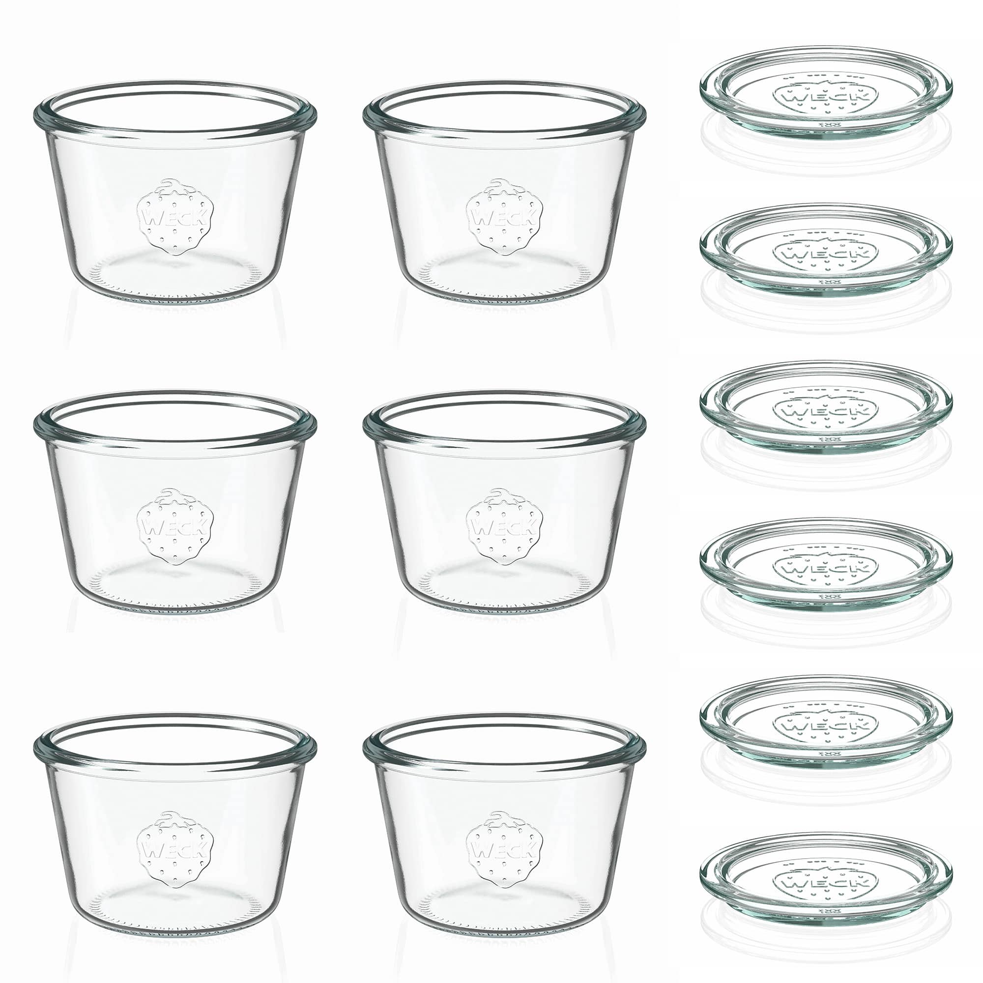 6x 370 ml WECK-kaatopurkki lasikannella RR 100