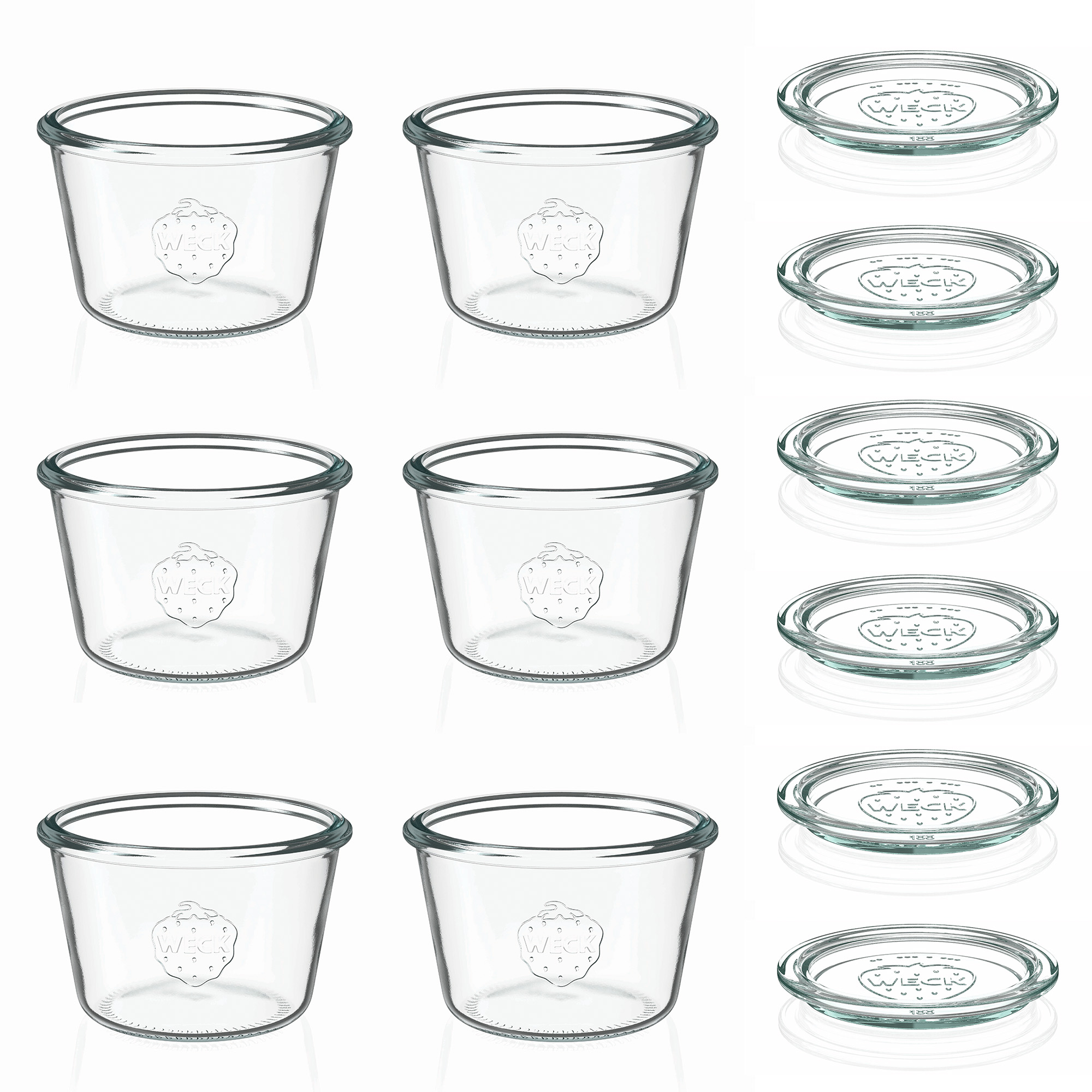 6x 370 ml WECK-kaatopurkki lasikannella RR 100