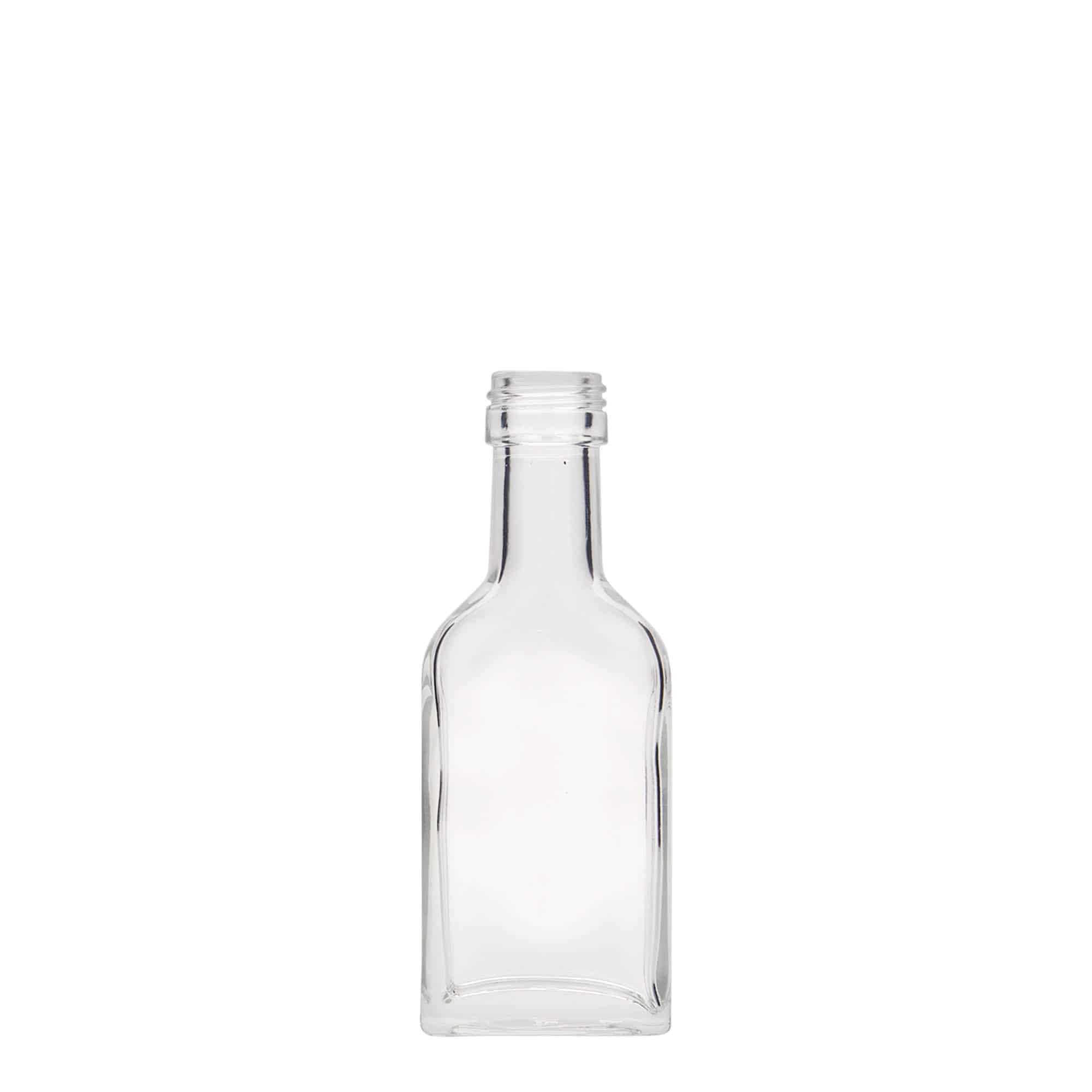 40 ml taskumatti pitkäkaul., nelikulm., lasi, suu: PP 22 40 ml taskumatti pitkäkaul., nelikulm., lasi, suu: PP 22
