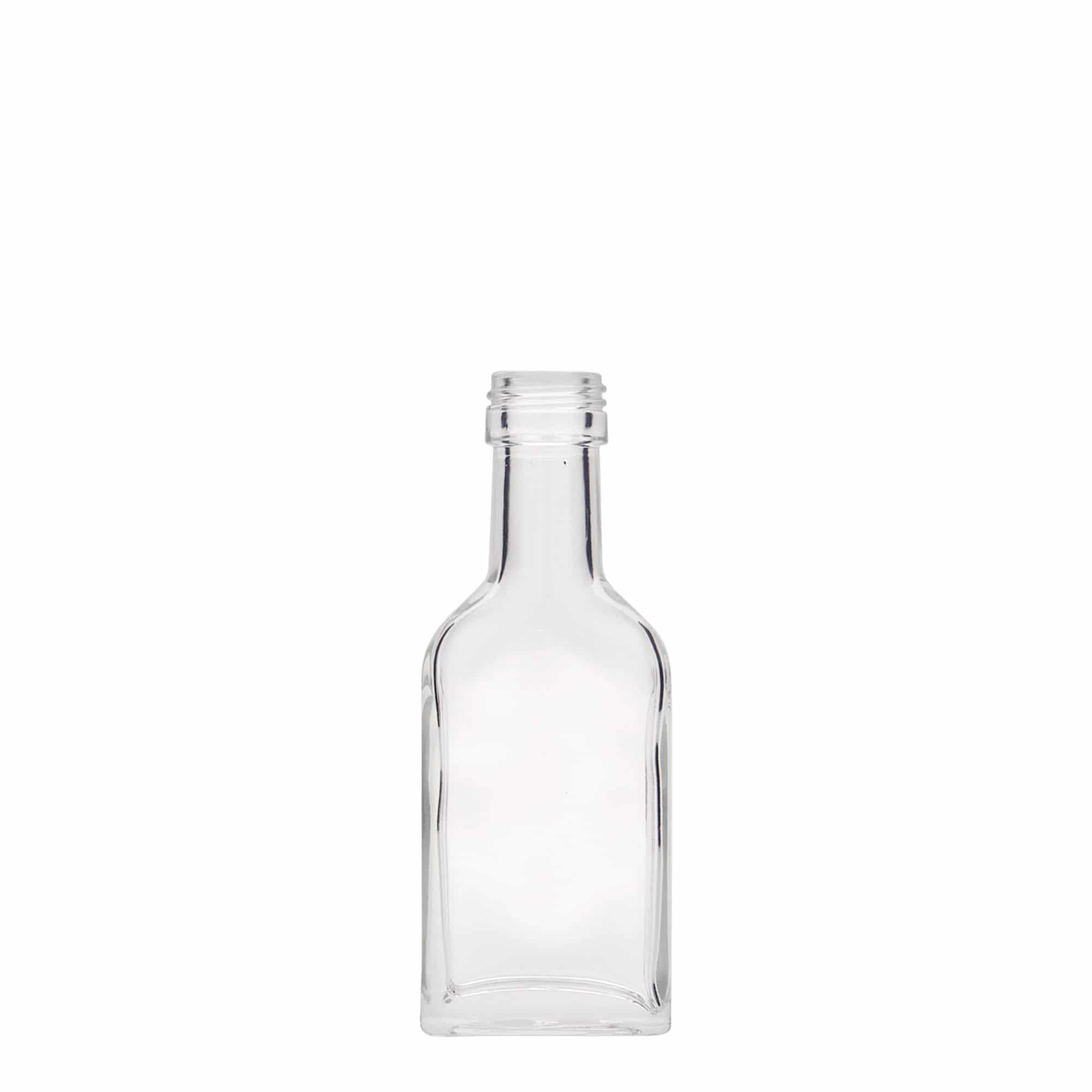 40 ml taskupullo pitkäkaulainen, suorakulmainen, lasia, suuaukko: PP 22