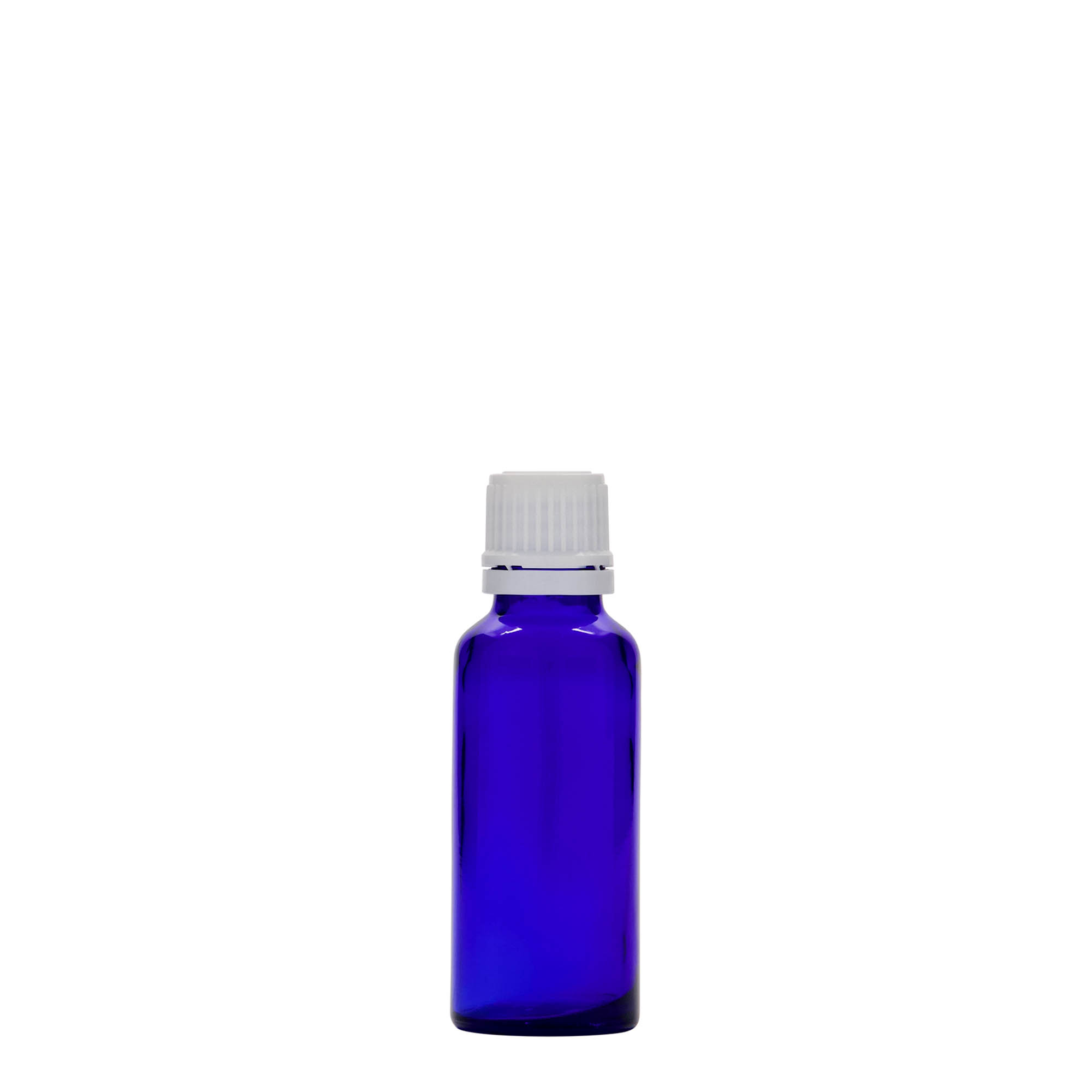 30 ml lääkepullo, lasia, kuninkaansininen, suuaukko: DIN 18 30 ml lääkepullo, lasia, kuninkaansininen, suuaukko: DIN 18