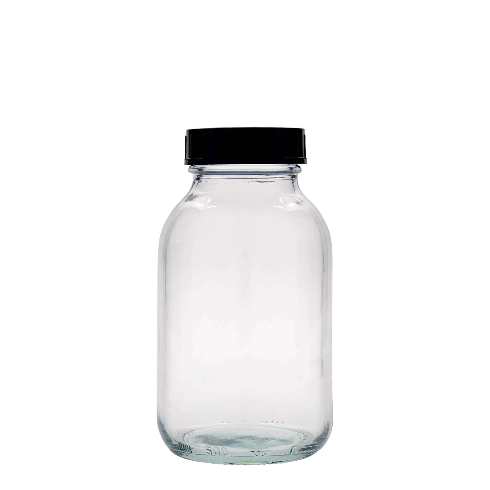 500 ml leveäkaul. lasipurkki, suu: DIN 55