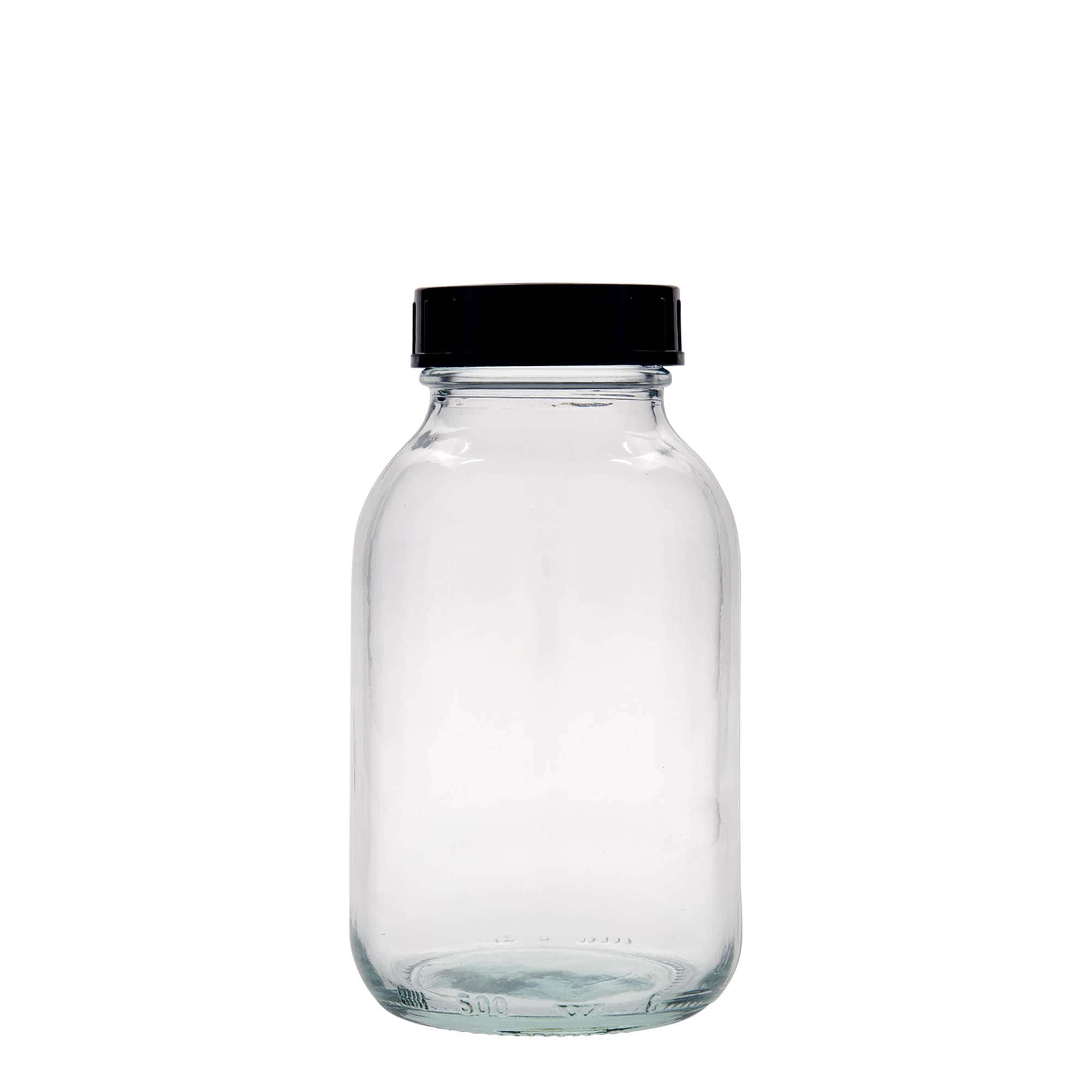 500 ml leveäkaulainen lasi, suuaukon koko: DIN 55