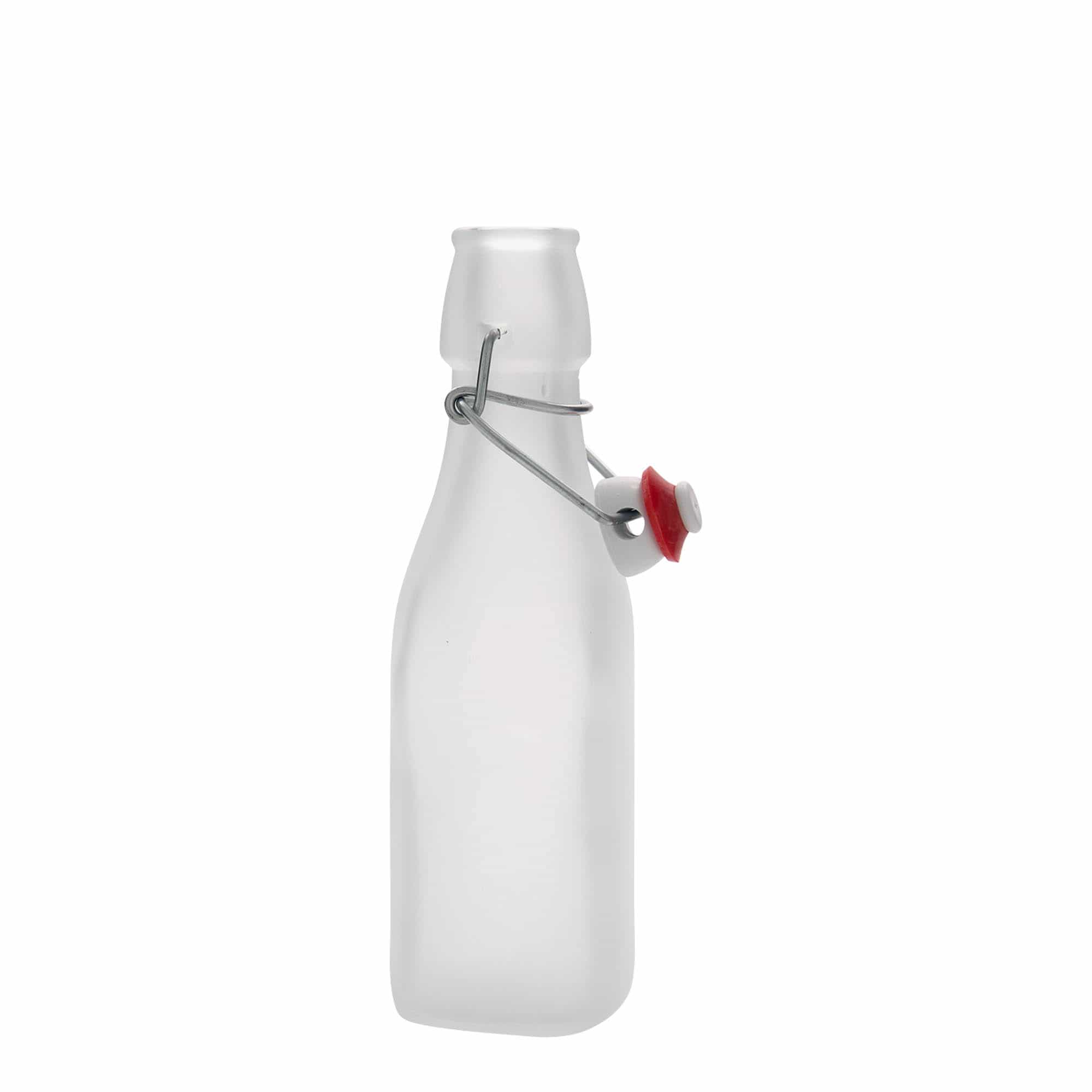 250 ml lasipullo 'Swing, neliö, valk., suu: patenttikorkki