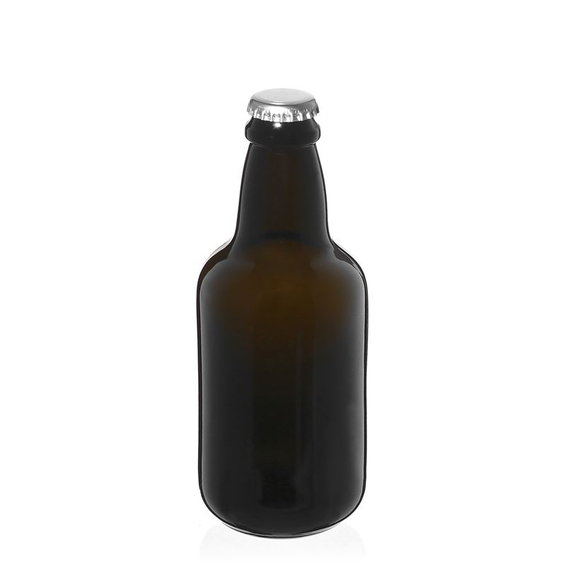 330 ml olutpullo 'Era', lasia, antiikkivihreä, suuaukko: kruunukorkki
