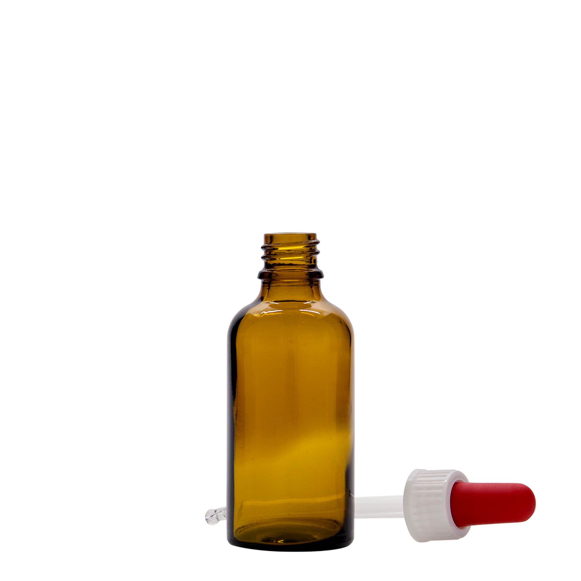 50 ml lääketieteellinen pipettipullo, lasia, ruskea-punainen, suuaukko: DIN 18